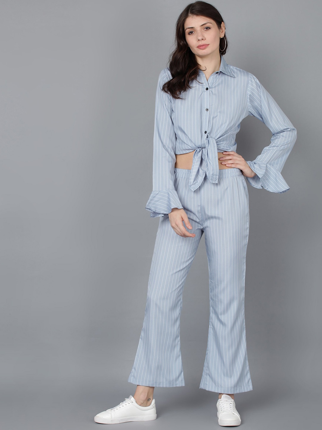 

Fashfun Women Blue Striped Co-Ords