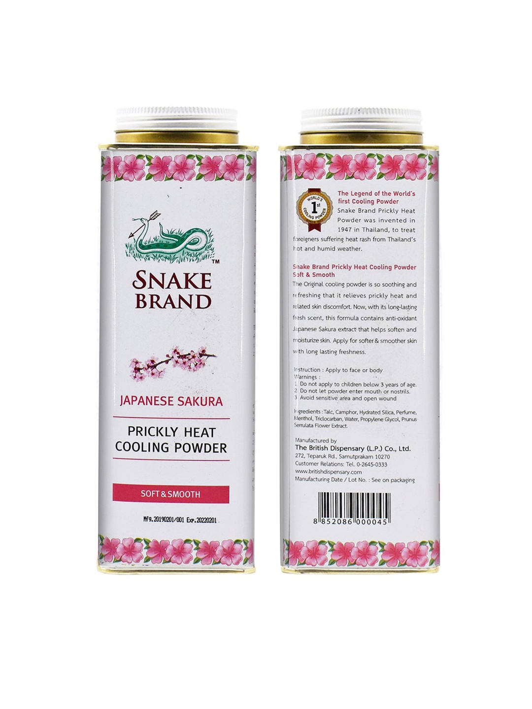 

SNAKE BRAND Japanese Sakura Talcum Powder 280 GM, Pink