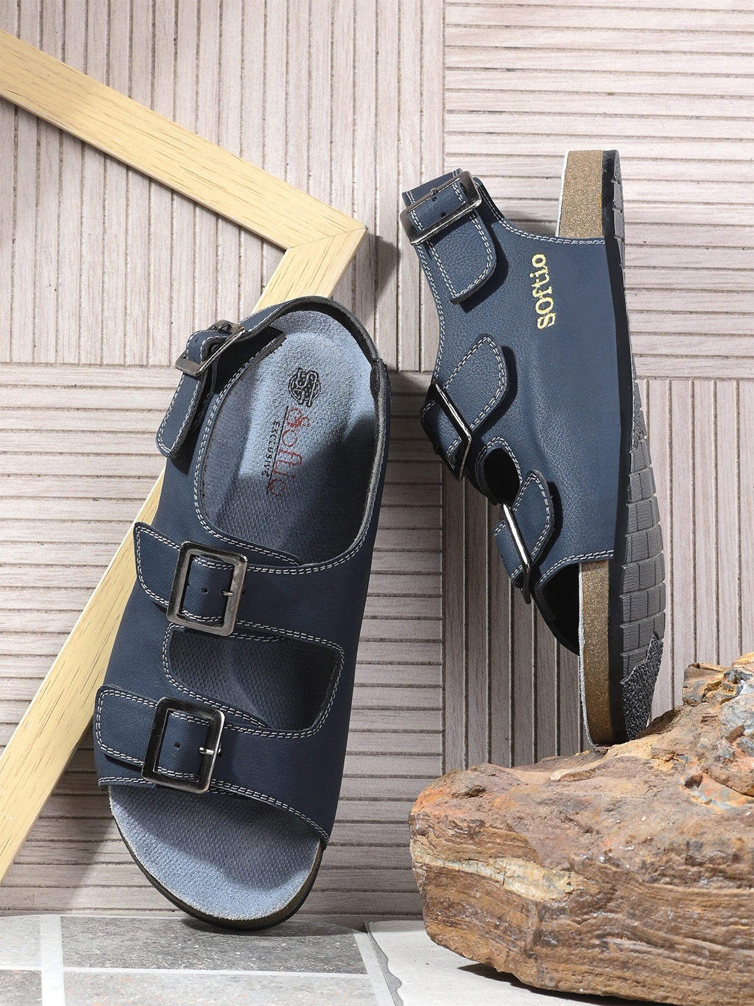 

SOFTIO Men Blue Comfort Slip On Sandals