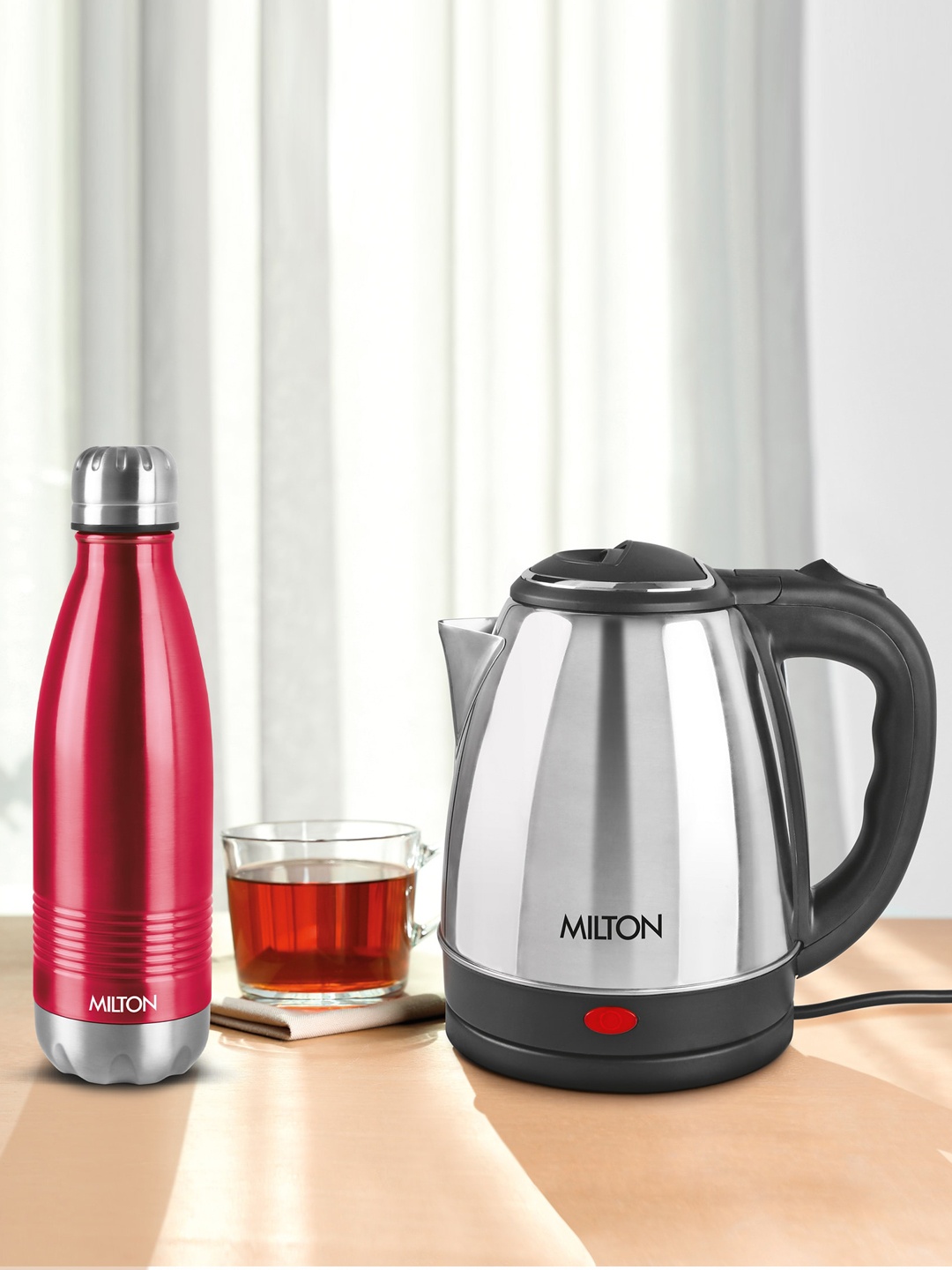 

Milton Maroon Combo Go Electro Steel Kettle 1.2 Litres & Duo Dlx Thermosteel 700 ml