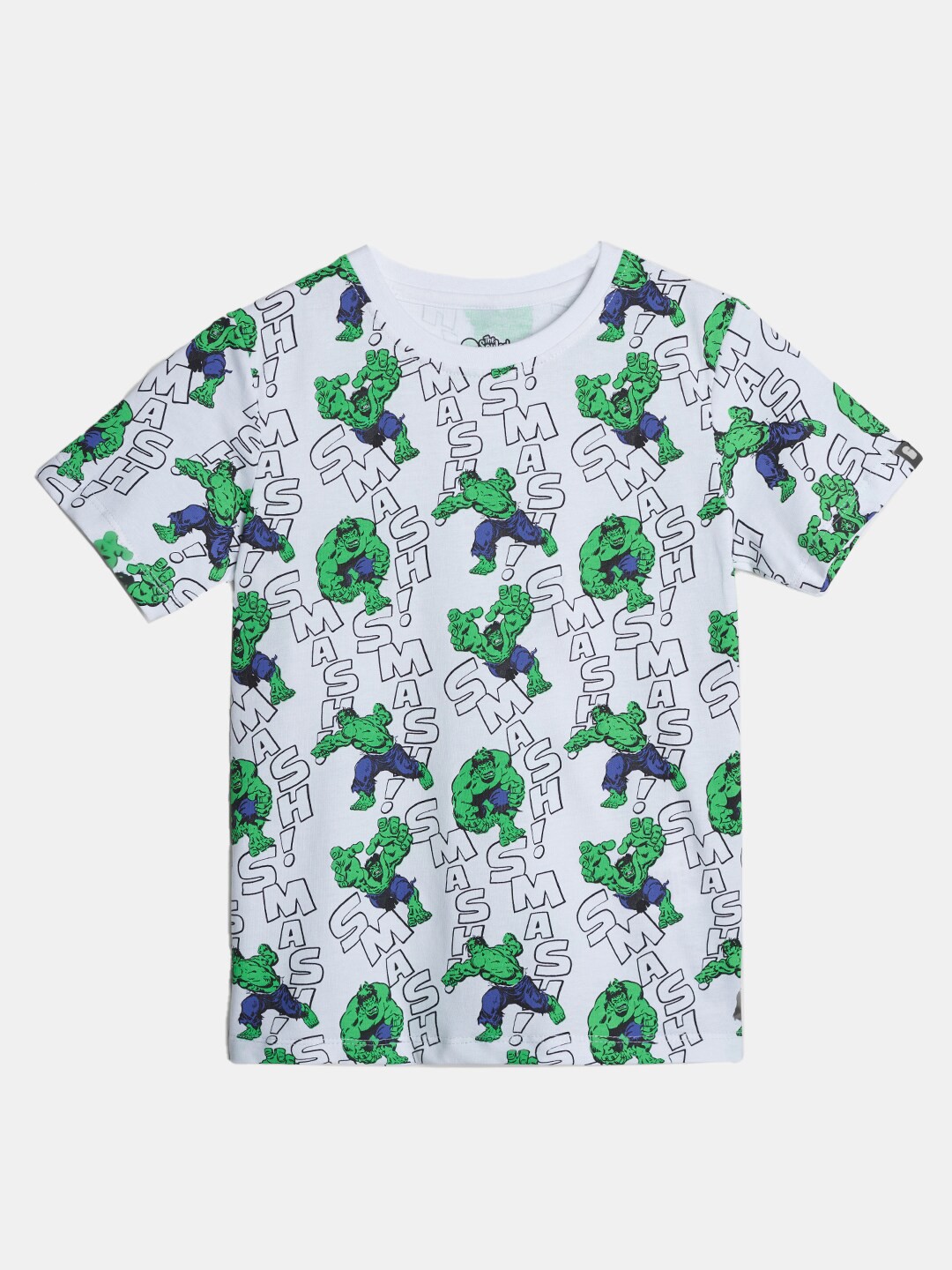 

The Souled Store Boys White & Green Hulk Printed Cotton T-shirt