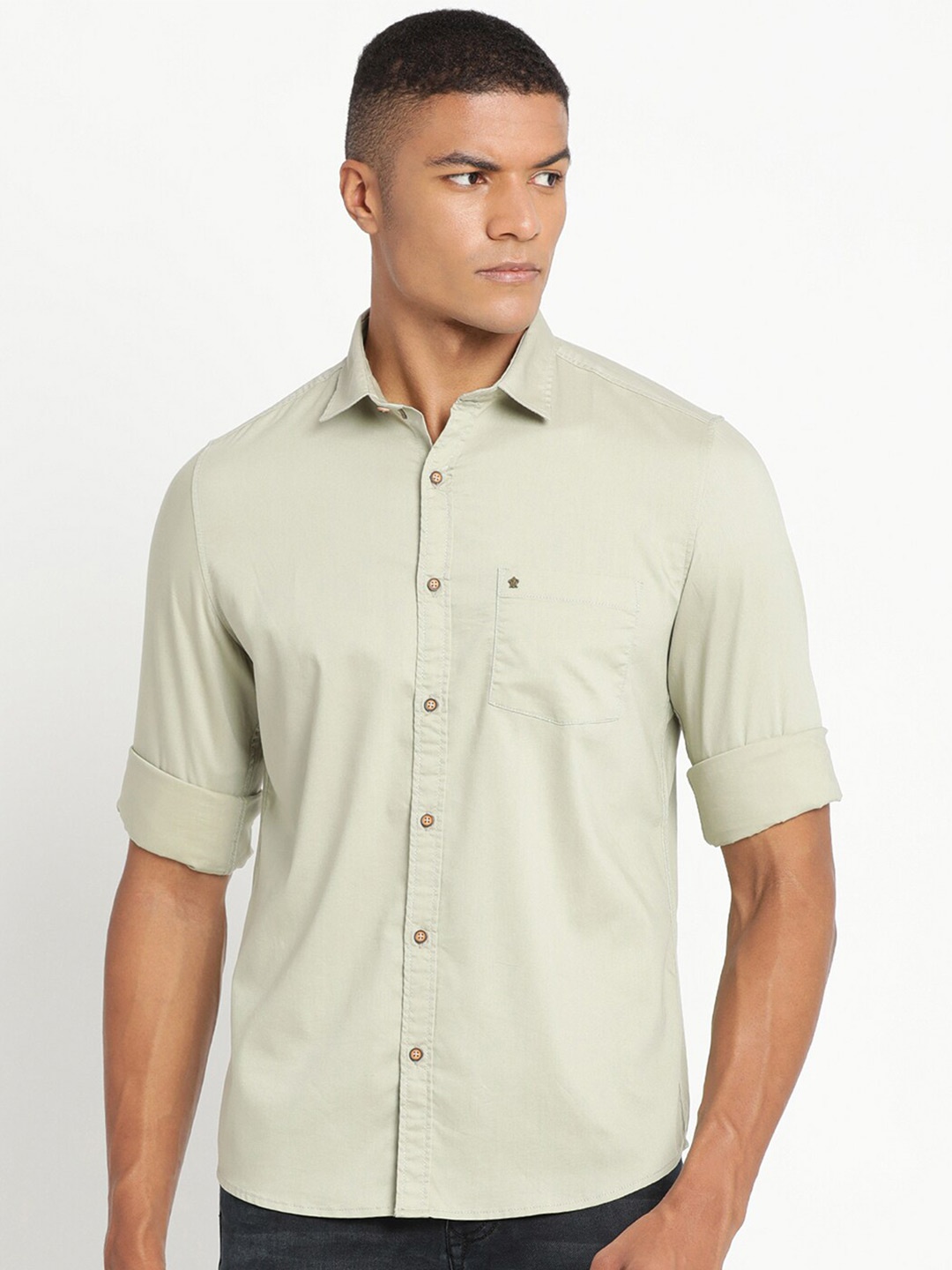 

Turtle Men Grey Slim Fit Cotton Casual Shirt