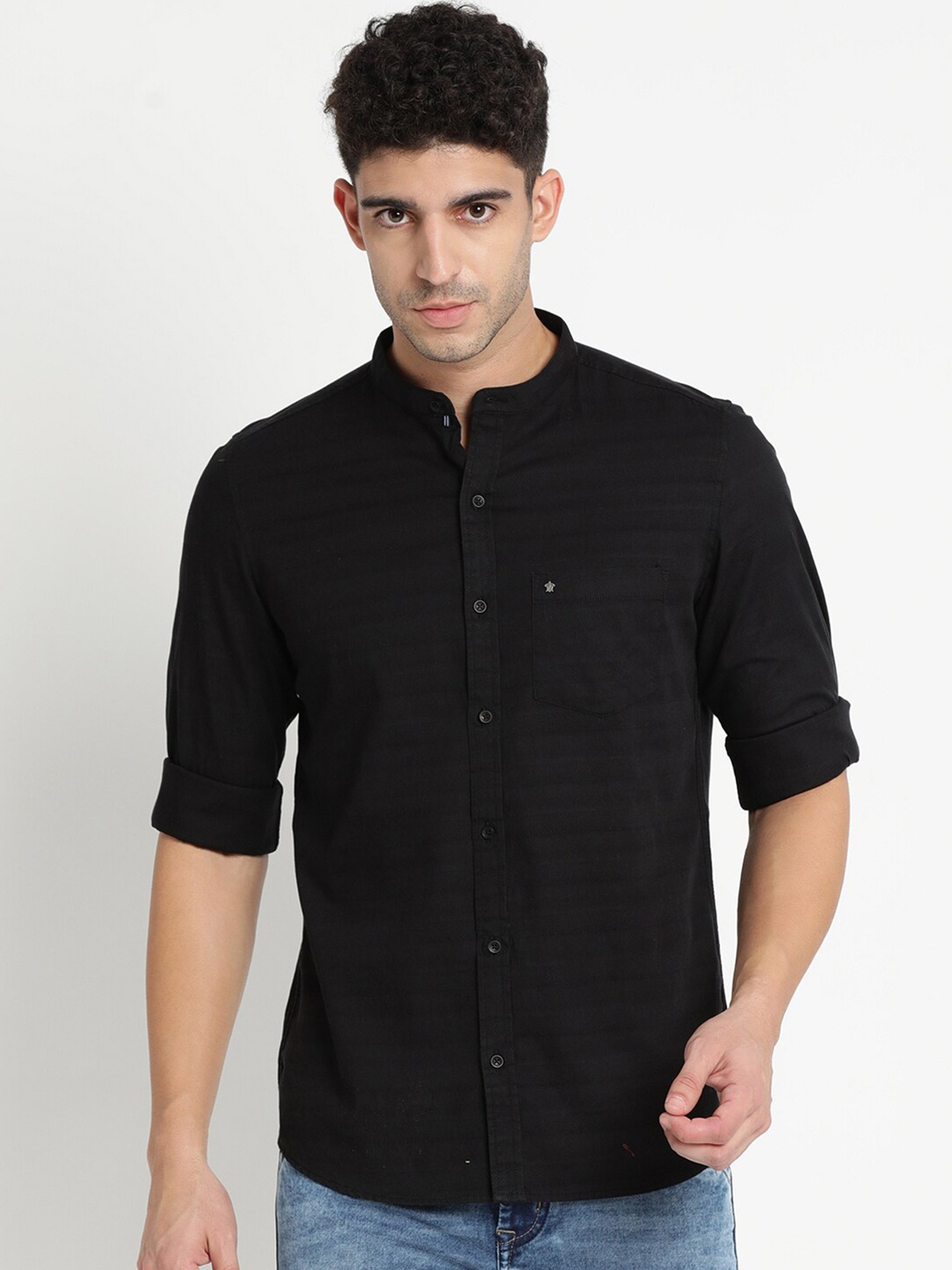 

Turtle Men Black Slim Fit Pure Cotton Casual Shirt