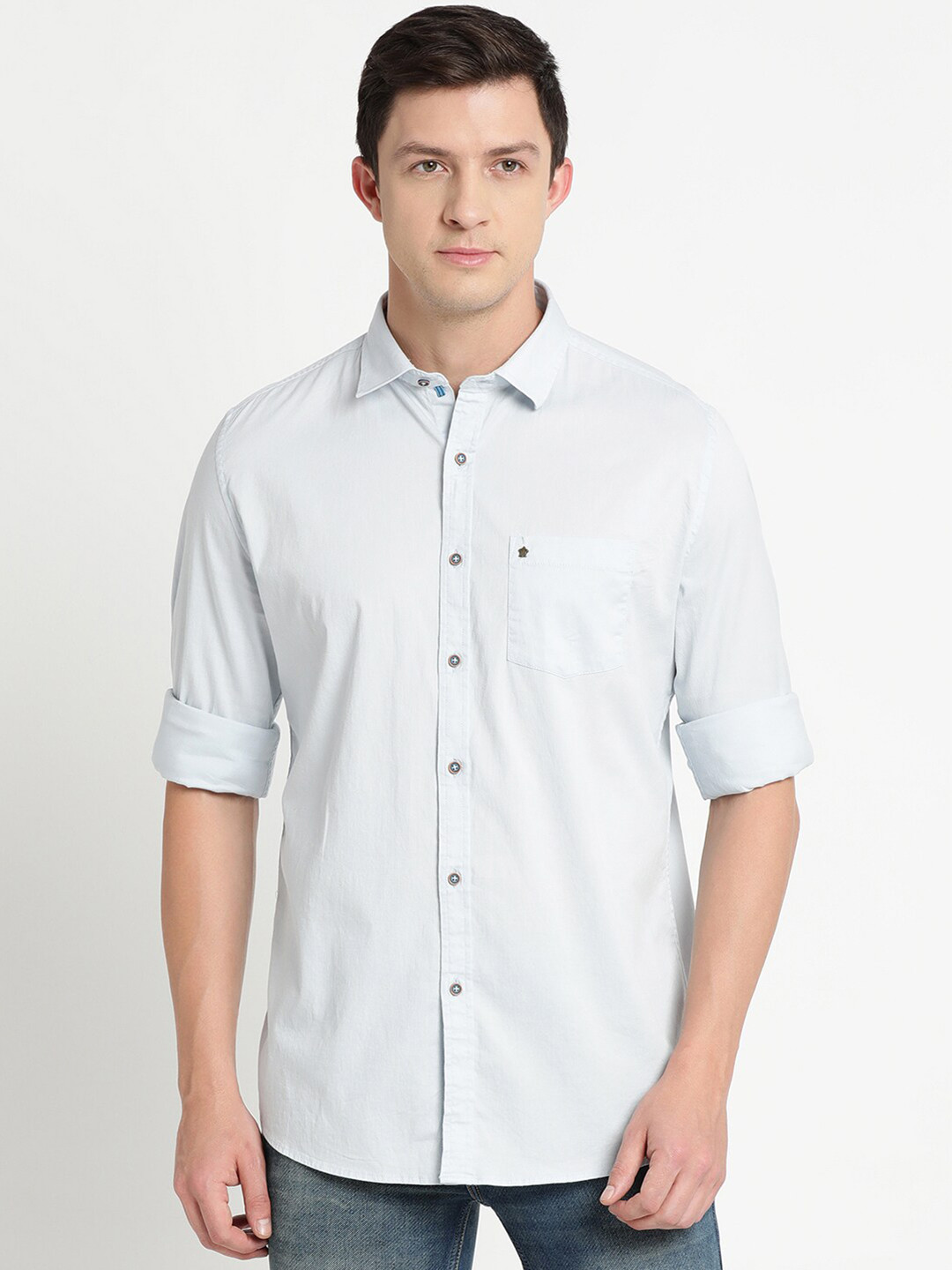 

Turtle Men Blue Slim Fit Casual Cotton Shirt