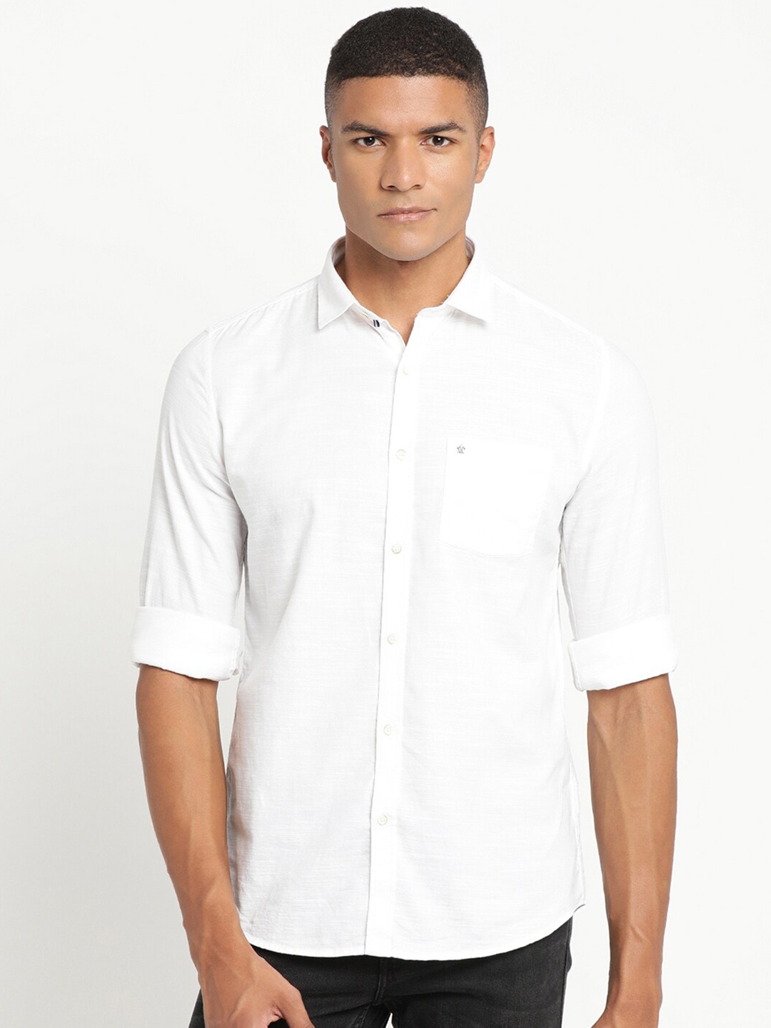 

Turtle Men White Slim Fit Casual Shirt