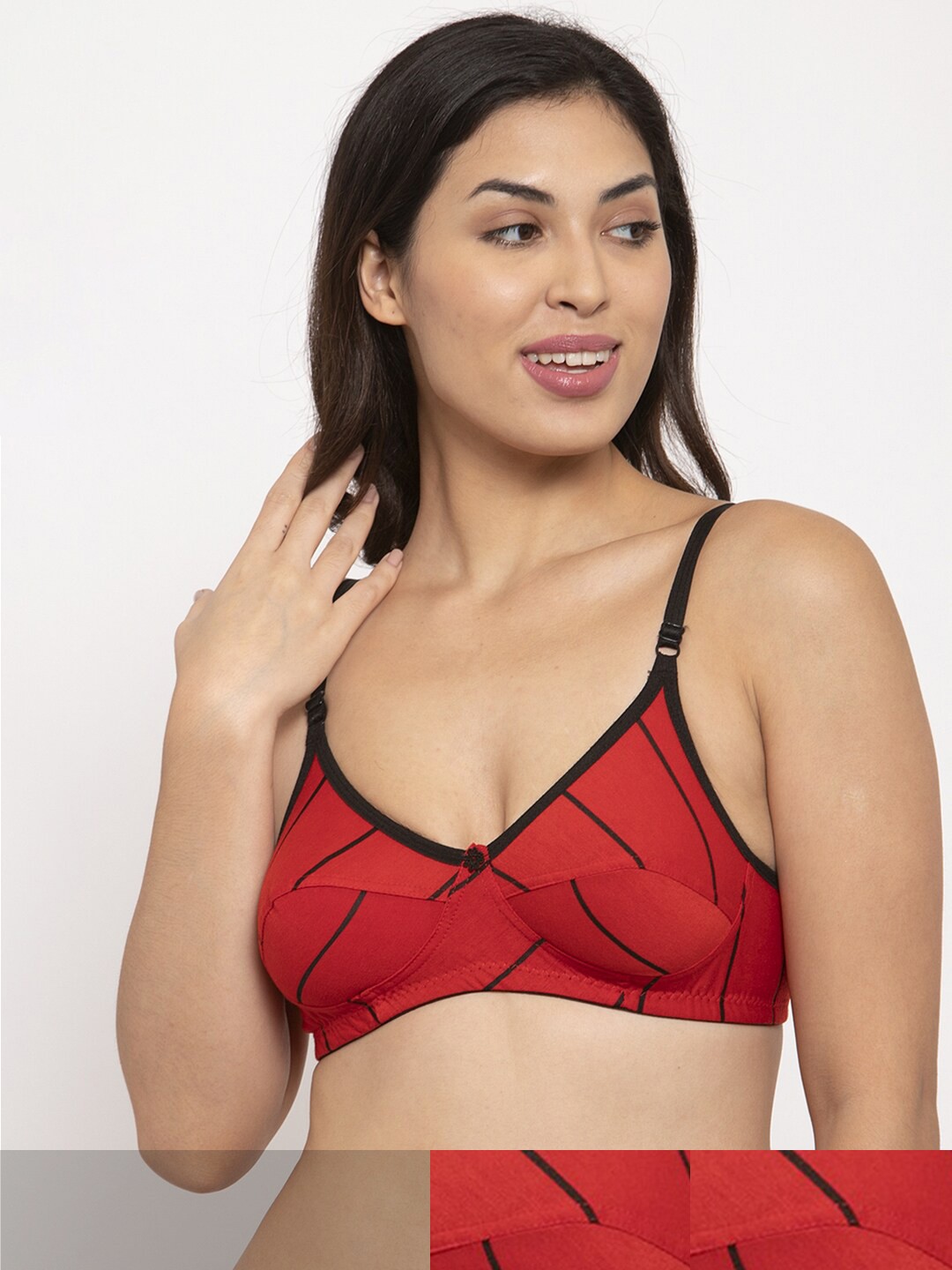 

Innocence Red & Black Pack Of 2 Striped Bra