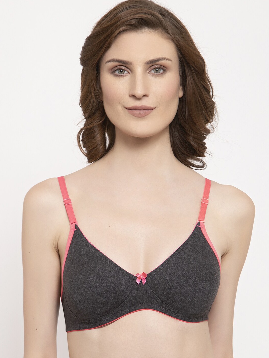 

Innocence Grey Melange & Peach-Coloured Non padded Non Wired Bra