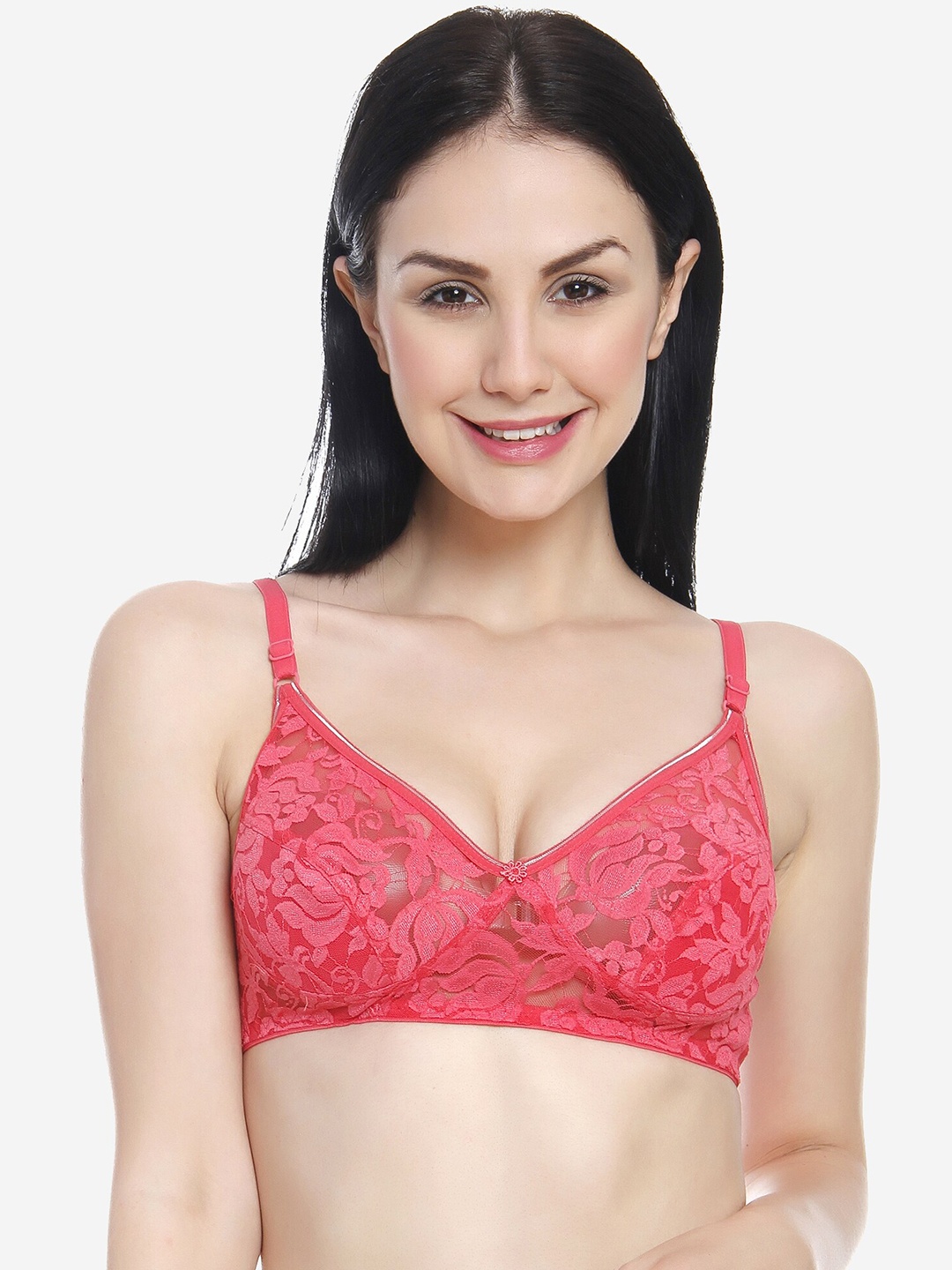 

Innocence Women Coral Self Design Nylon Non padded Bra