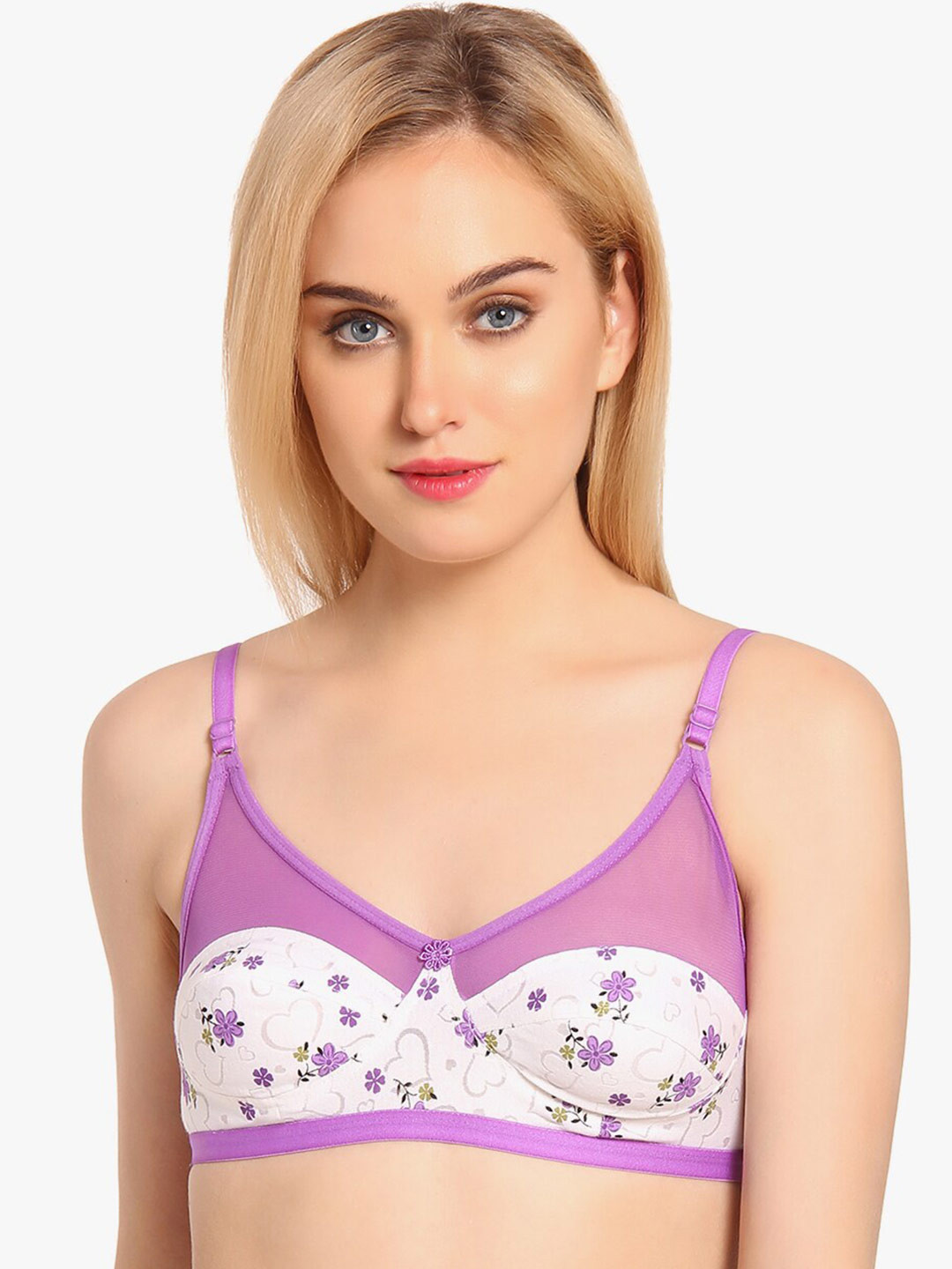 

Innocence Lavender & White Floral Print Back Closure Bra