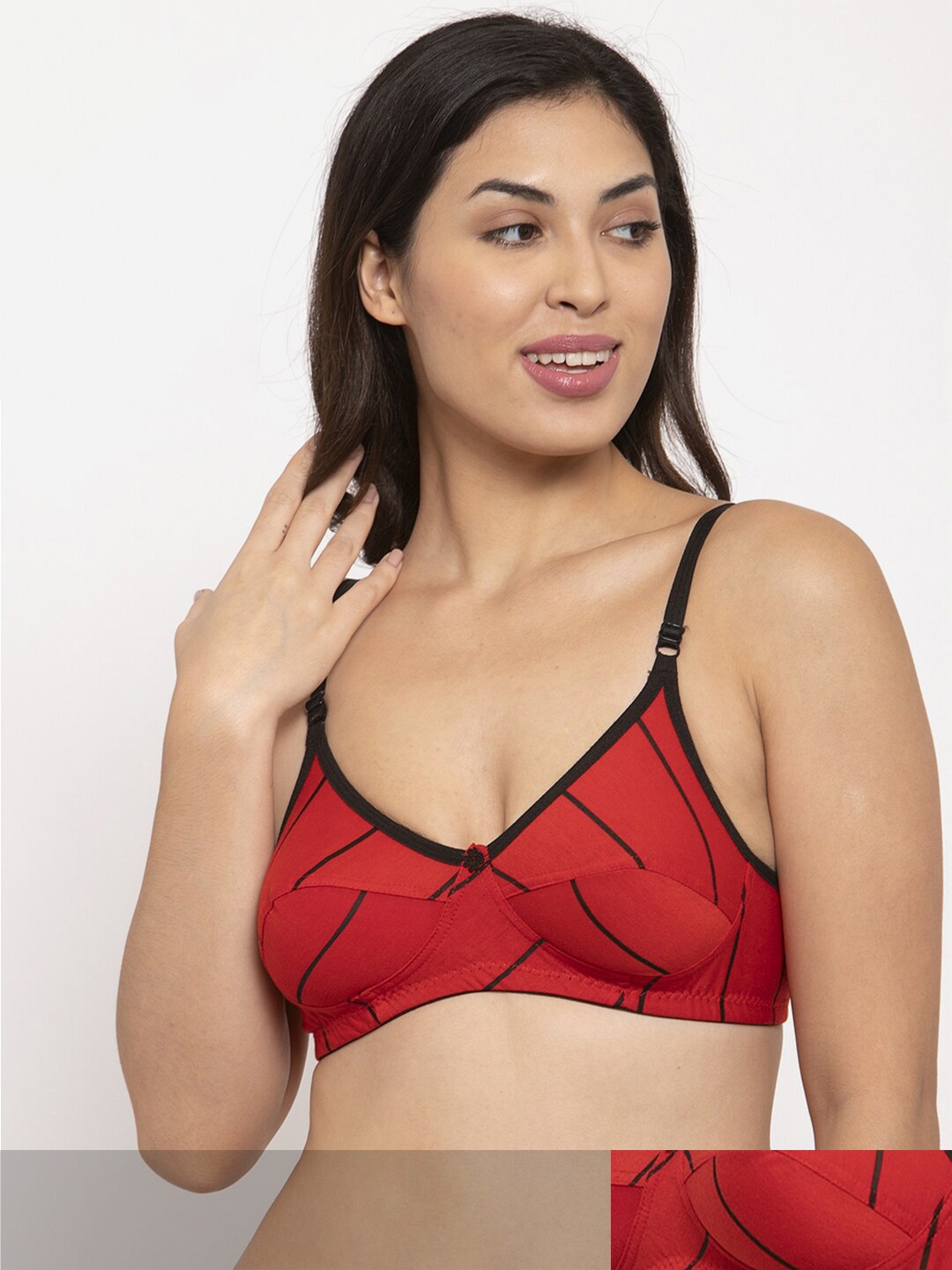 

Innocence Red & Black Printed Bra