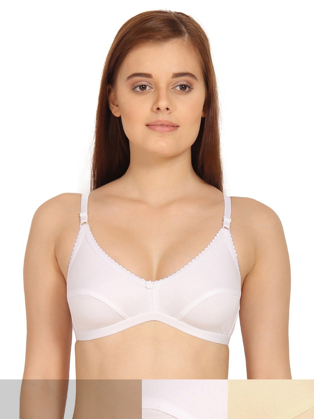 

Innocence Women Pack Of 3 White & Beige Non Padded Bra