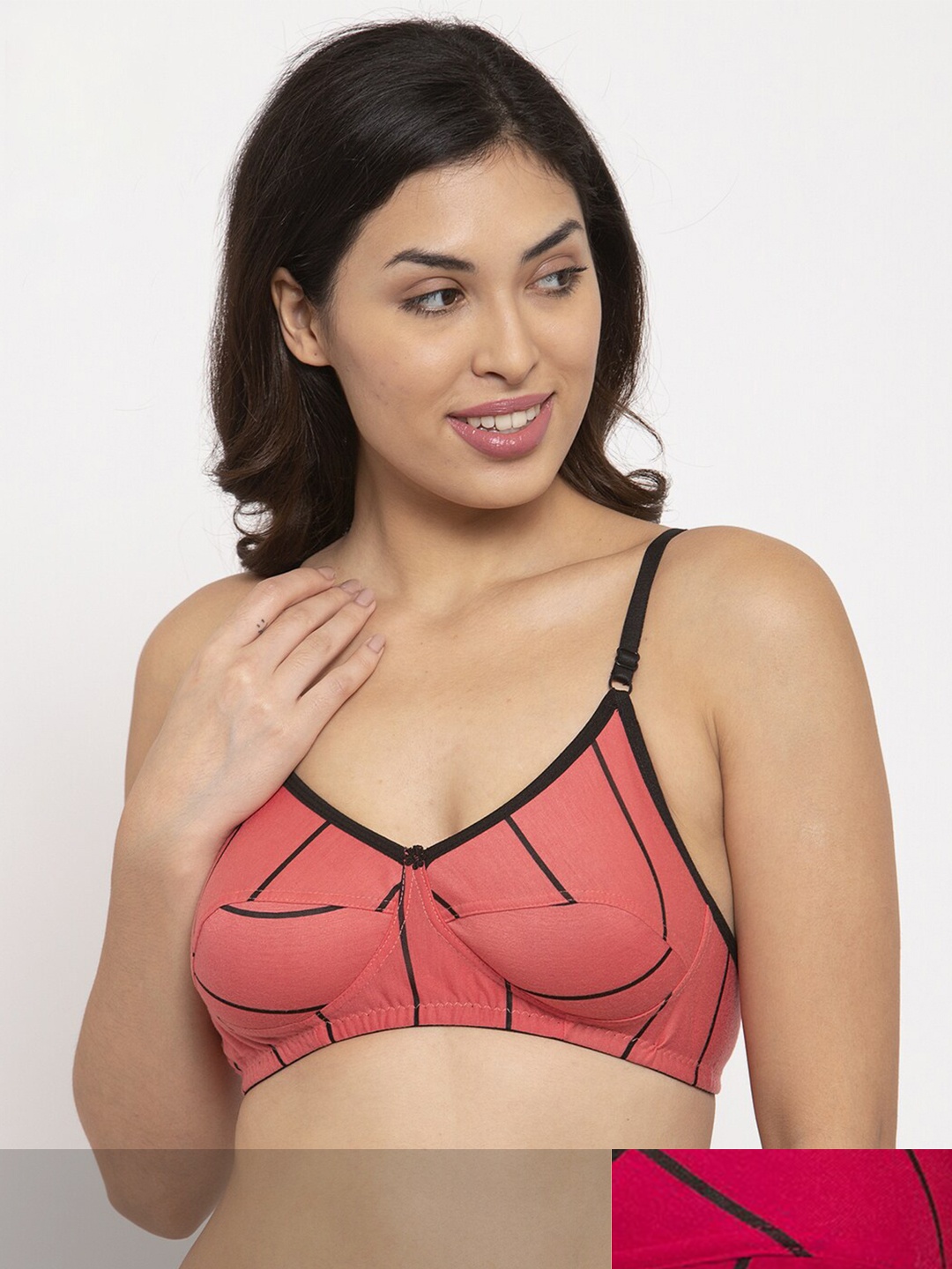 

Innocence Coral & Fuchsia Printed Everyday Bra
