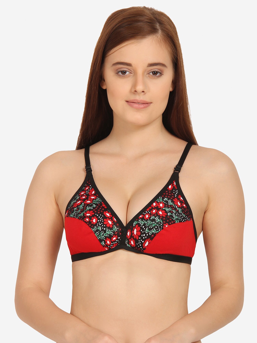 

Innocence Red & Black Floral Printed Everyday Bra