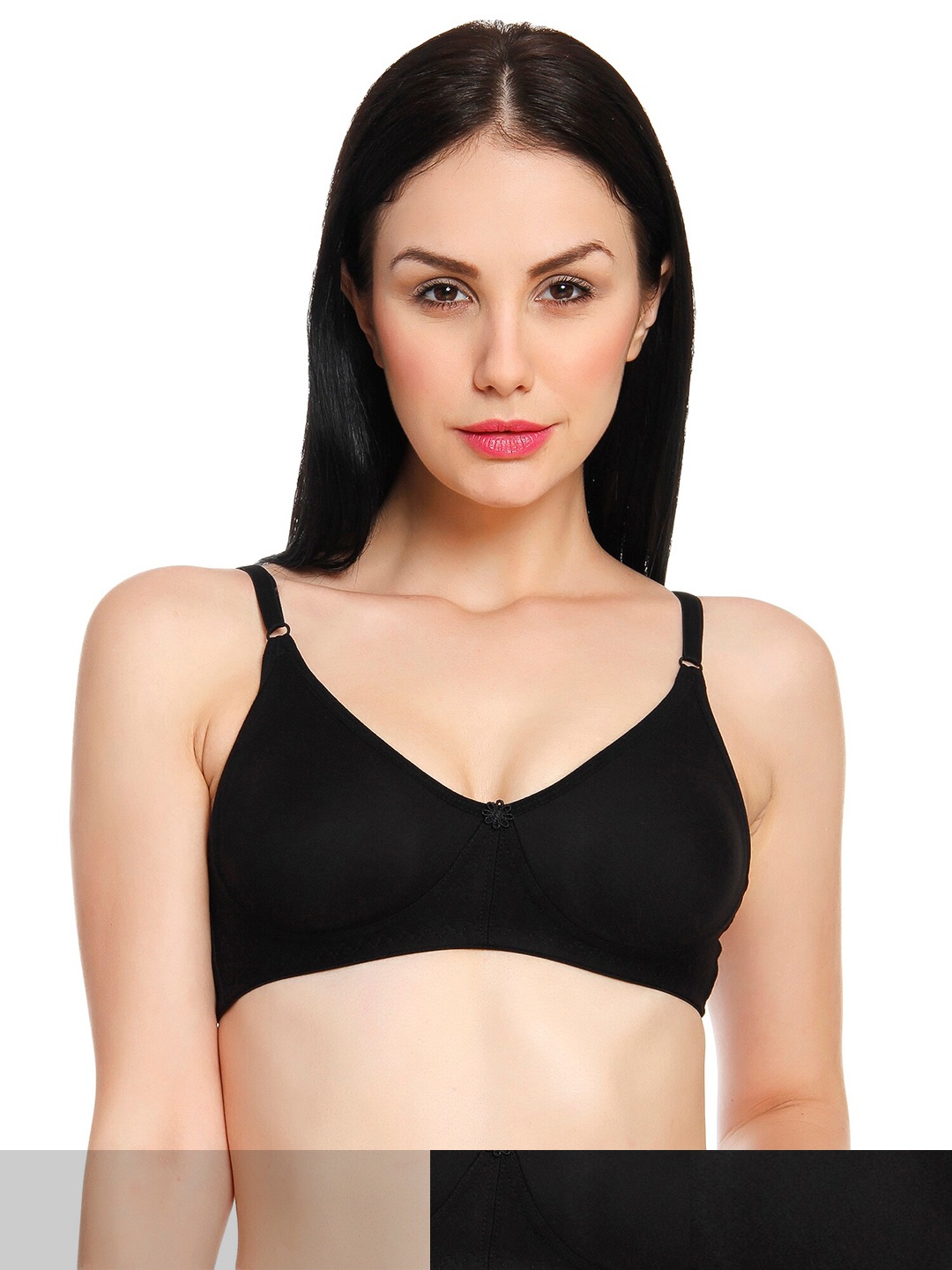 

Innocence Women Pack of 3 Non-Wired Non Padded Cotton Bra, Black
