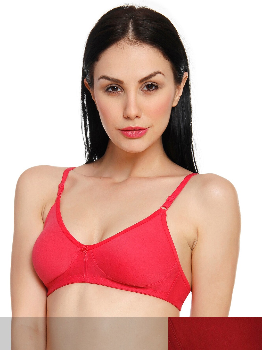 

Innocence Women Coral & Maroon Set of 2 Non Padded Non Wired Cotton Bra