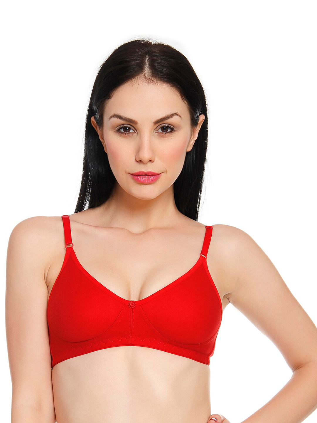 

Innocence Women Red Solid Cotton Non padded T-Shirt Bra
