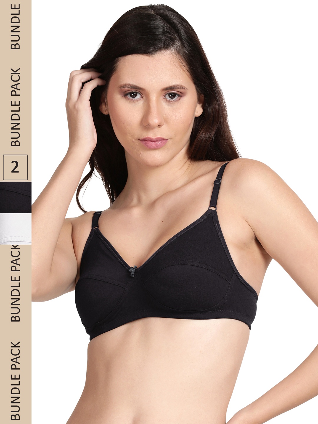 

shyaway Pack Of 2 Non Padded & Non-Wired Cotton Bra, Black