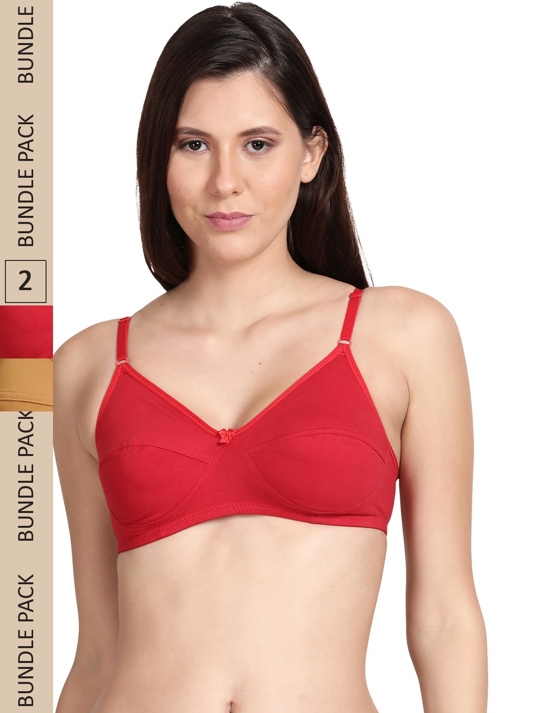 

shyaway Pack Of 2 Non Padded & Non-Wired Cotton Bra, Red