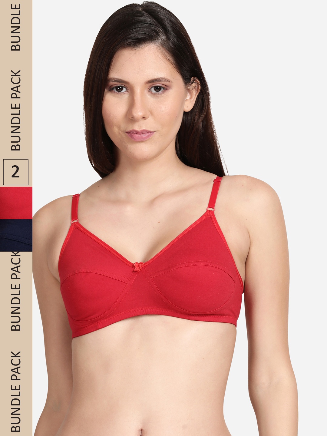 

shyaway Pack Of 2 Non Padded & Non-Wired Cotton Bra, Red