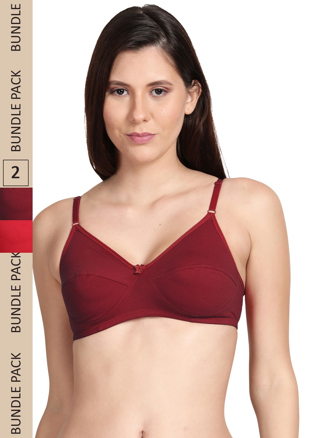 

shyaway Pack Of 2 Non Padded & Non-Wired Cotton Bra, Maroon