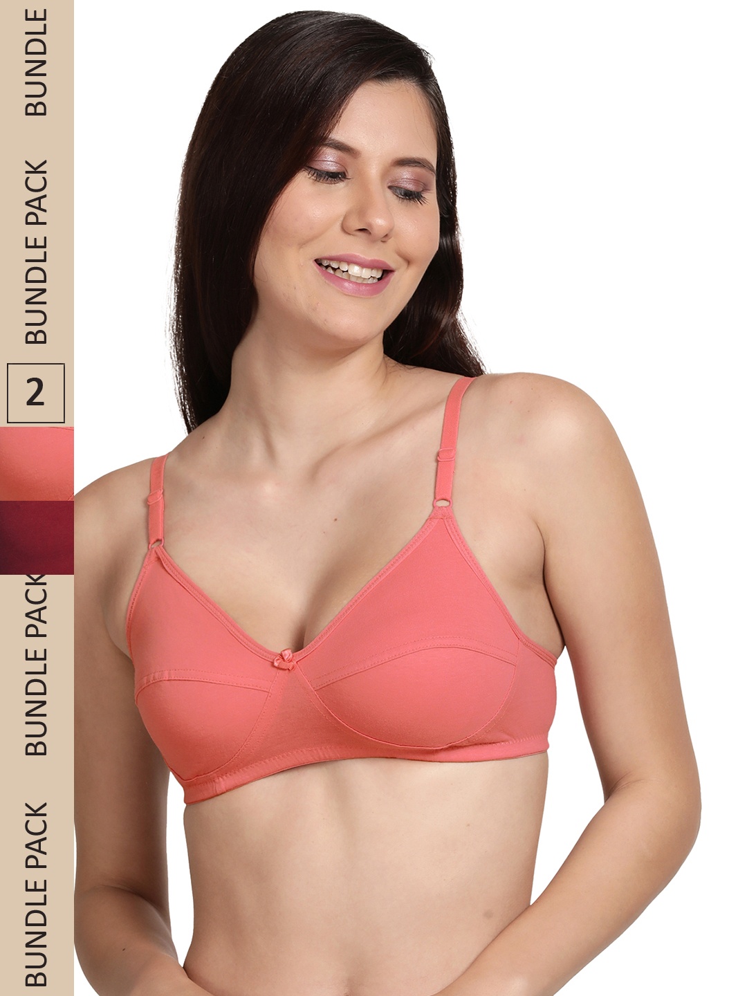 

shyaway Pack Of 2 Non Padded & Non-Wired Cotton Bra, Maroon