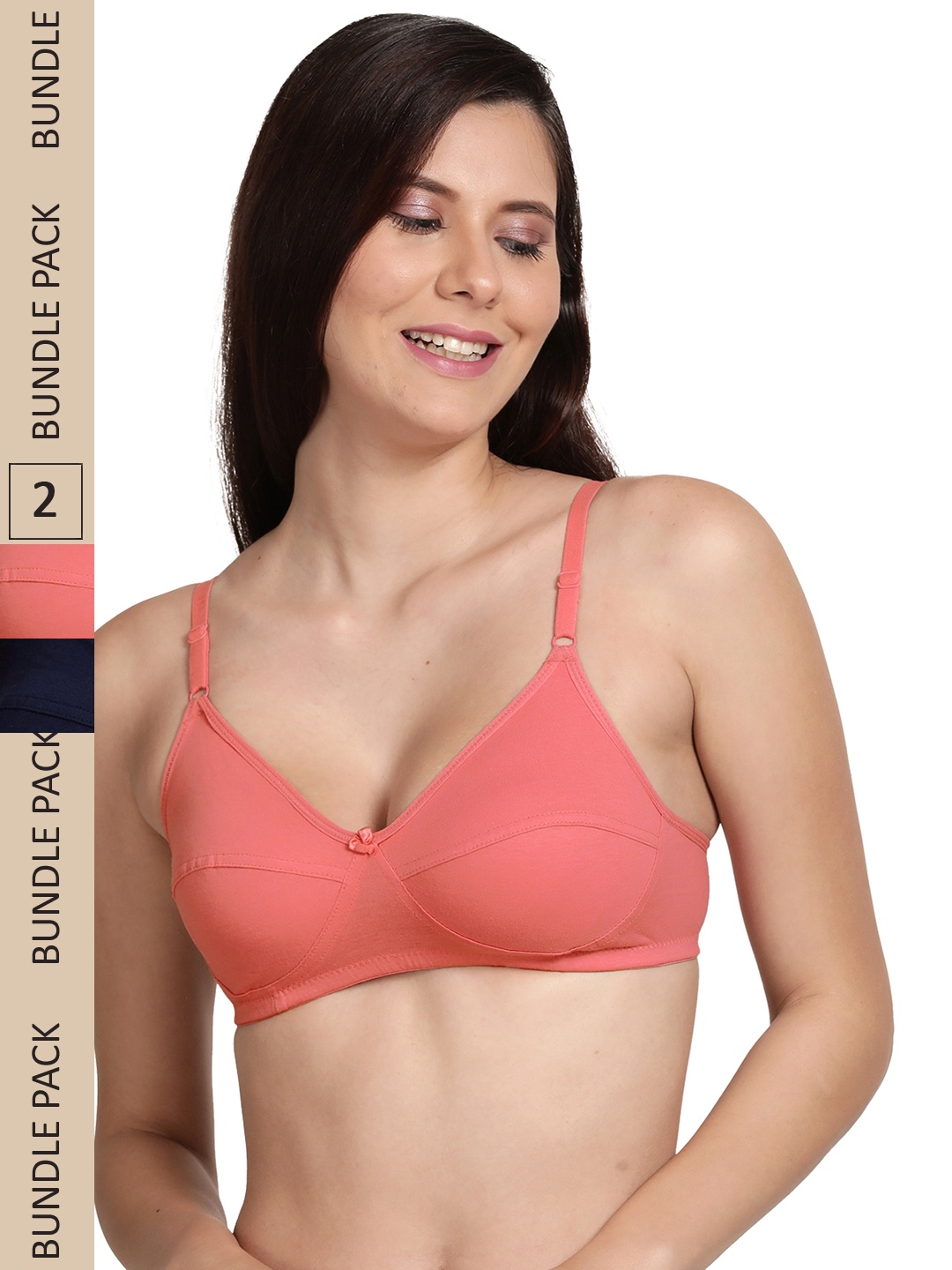 

shyaway Pack Of 2 Non Padded & Non-Wired Cotton Bra, Pink