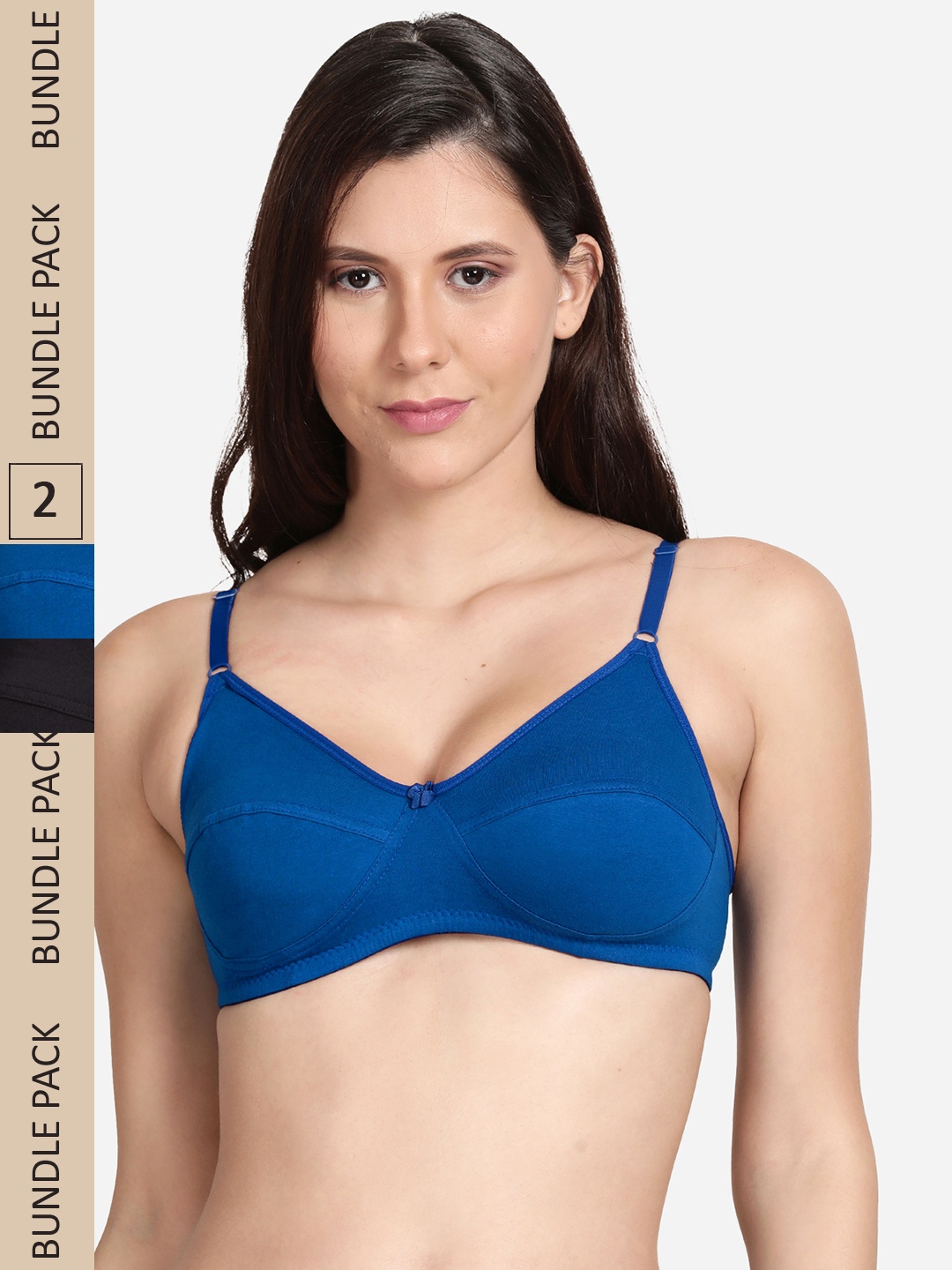 

shyaway Pack Of 2 Non Padded & Non-Wired Cotton Bra, Black