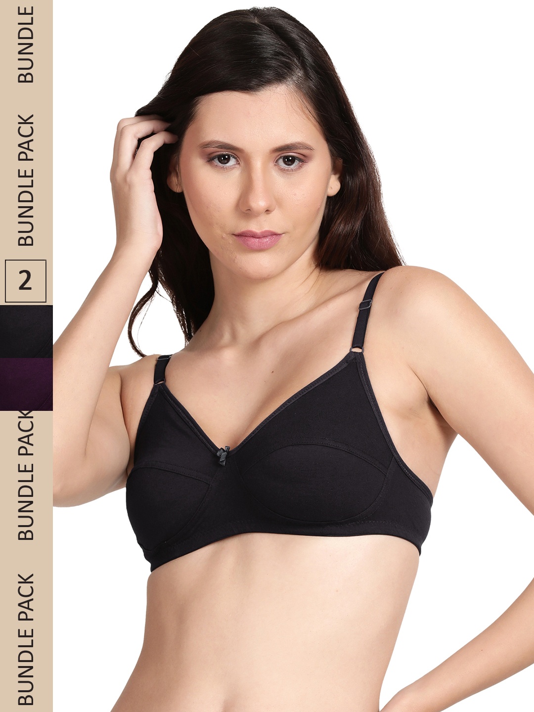 

shyaway Pack Of 2 Non Padded & Non-Wired Cotton Bra, Black