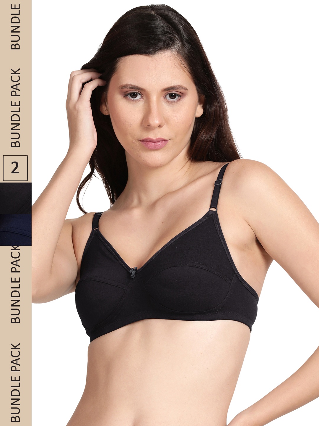 

shyaway Pack Of 2 Non Padded & Non-Wired Cotton Bra, Black
