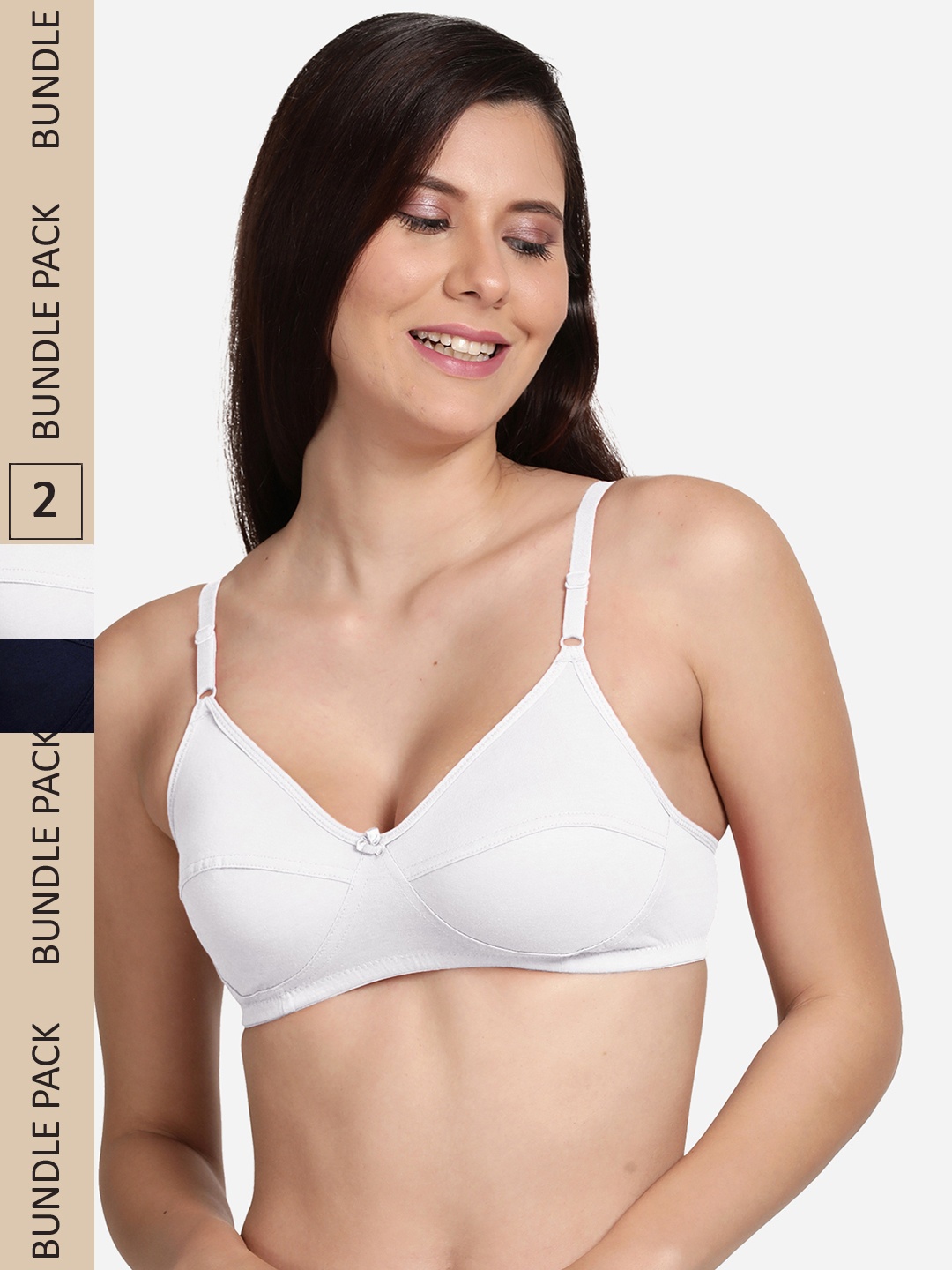

shyaway Pack Of 2 Non Padded & Non-Wired Cotton Bra, Navy blue