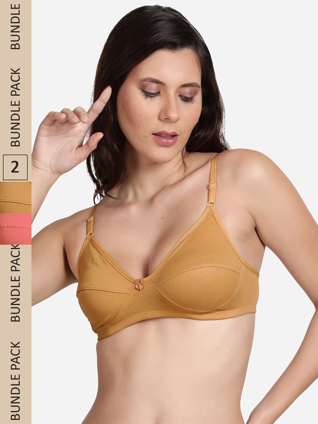 

shyaway Pack Of 2 Non Padded & Non-Wired Cotton Bra, Pink