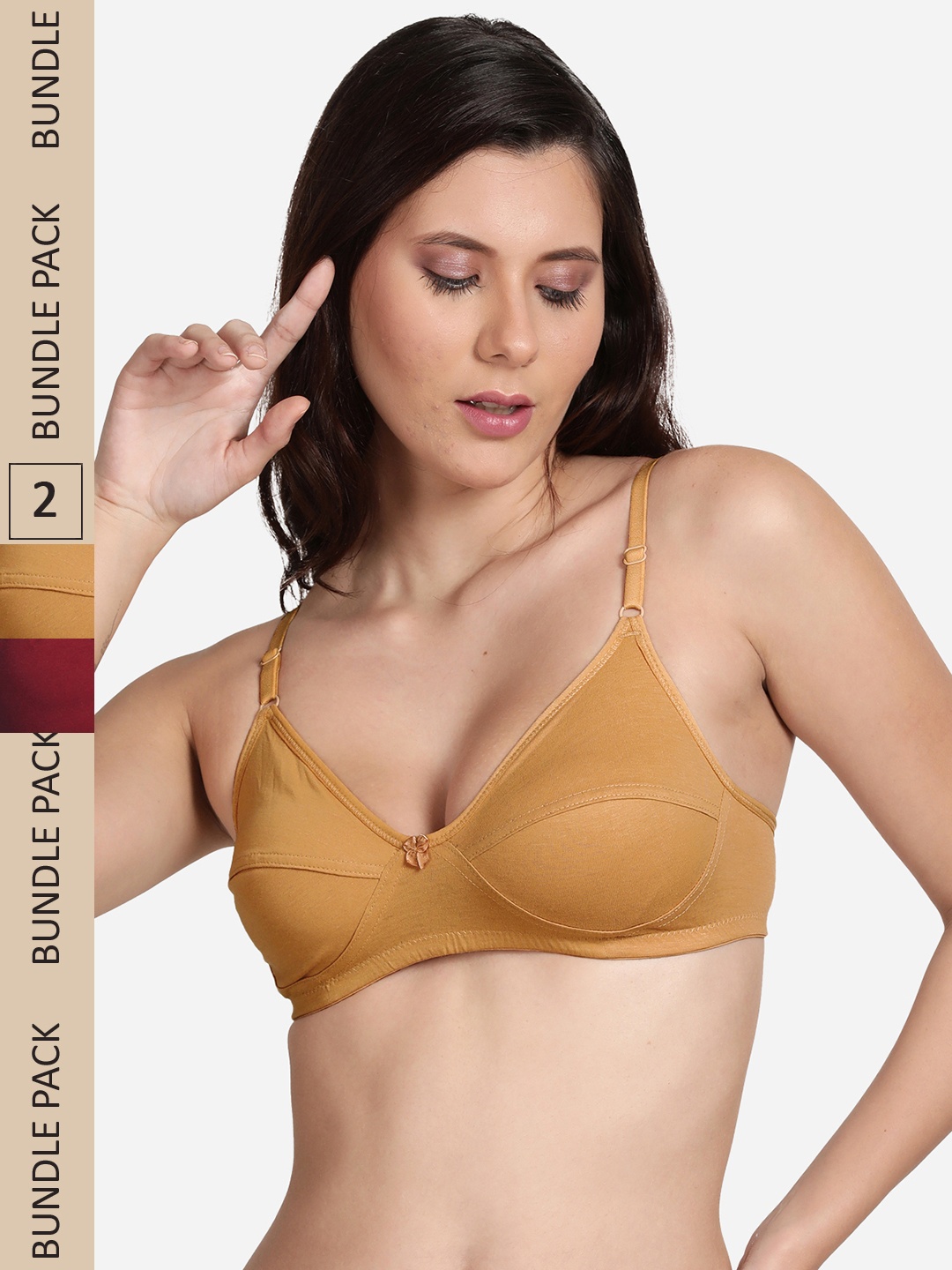 

shyaway Pack Of 2 Non Padded & Non-Wired Cotton Bra, Beige