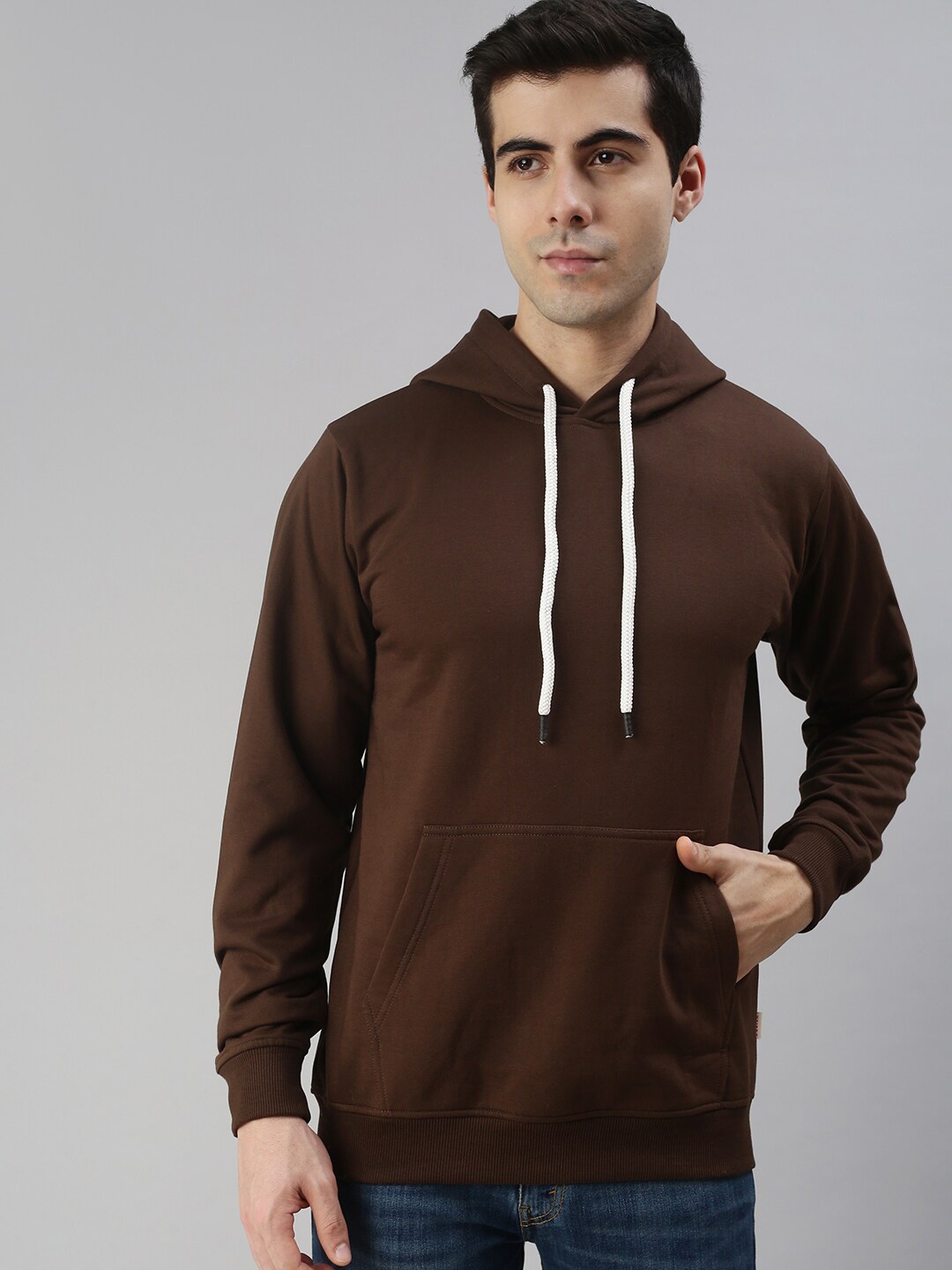 

VEIRDO Men Brown Hooded Sweatshirt