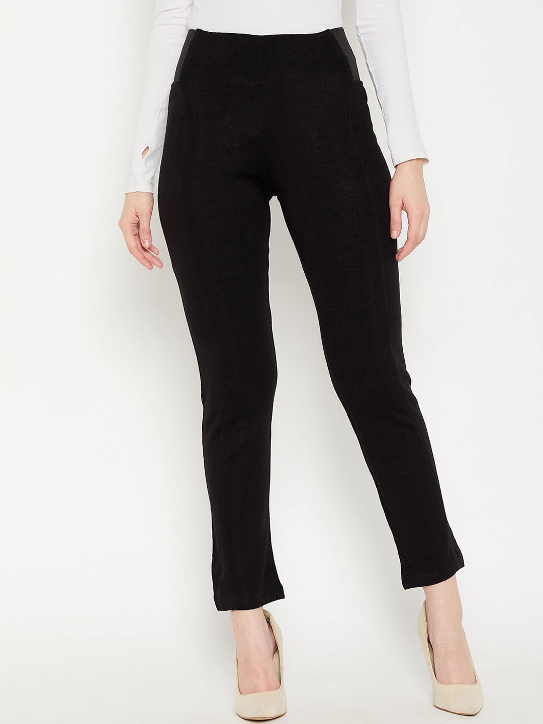 

Madame Women Solid Slim Fit Acrylic Jeggings, Black