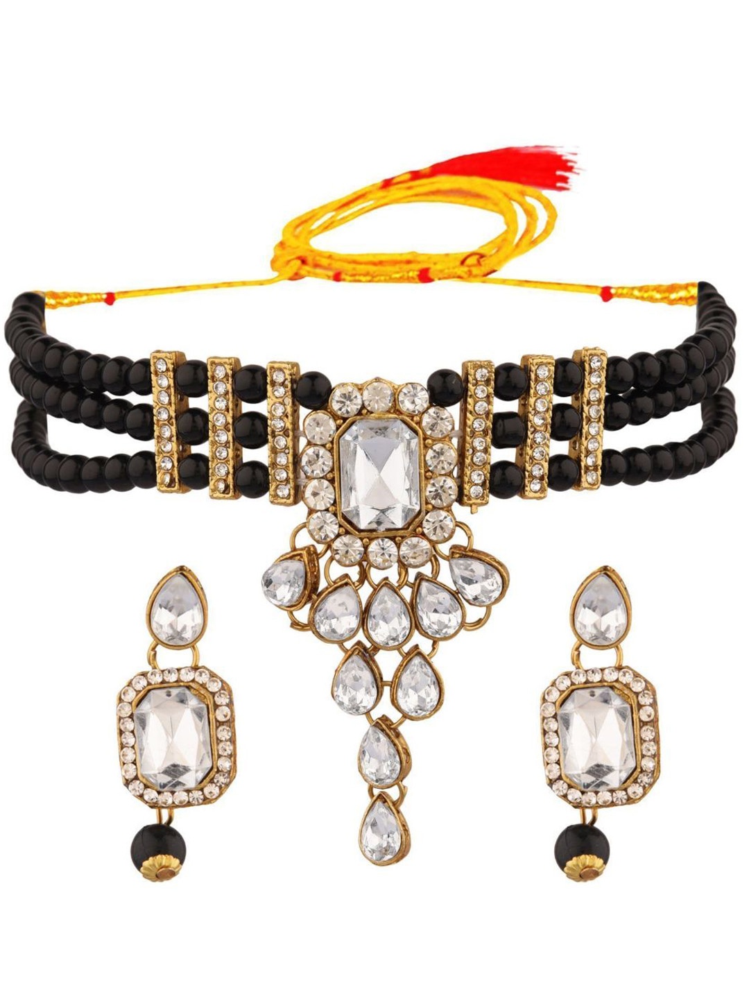 

Efulgenz Gold-Plated Gold-Colored Kundan Jewellery Set