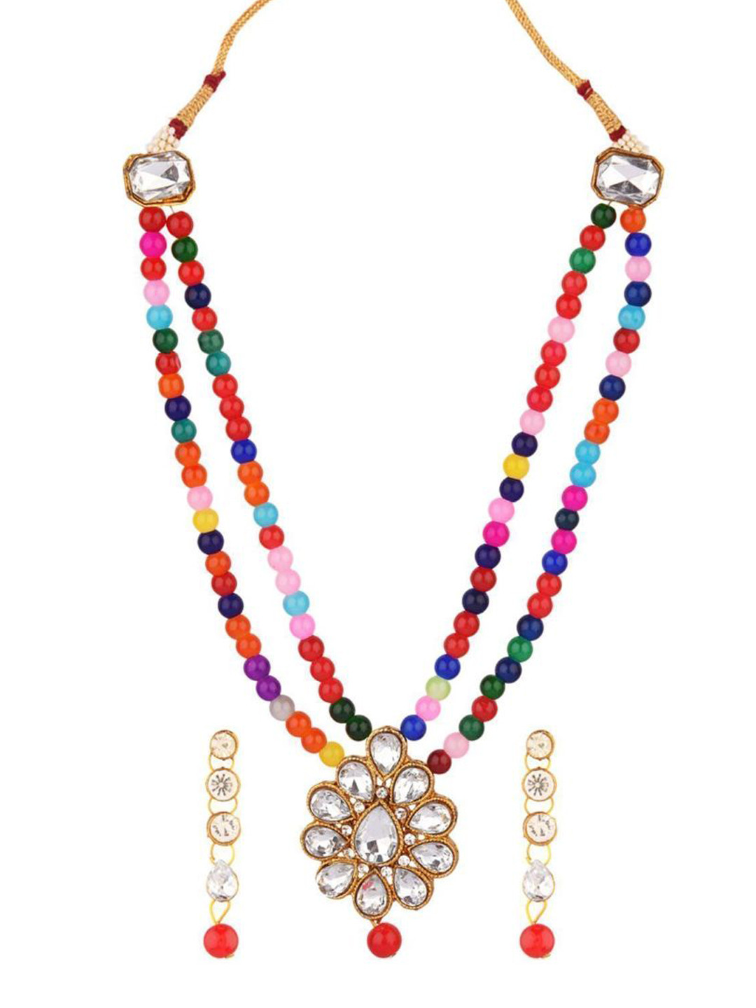 

Efulgenz Gold-Plated Red Crystal Stone-Studded Jewellery Set