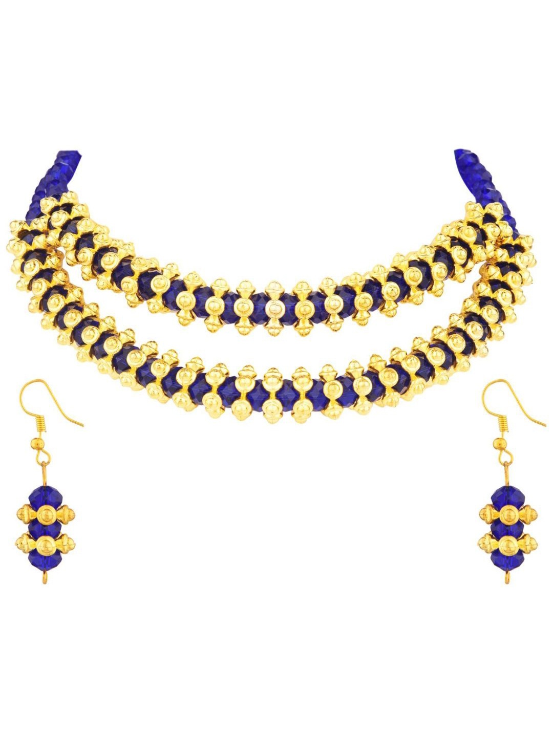 

Efulgenz Gold-Plated Blue Crystal Stone Studded Jewellery Set