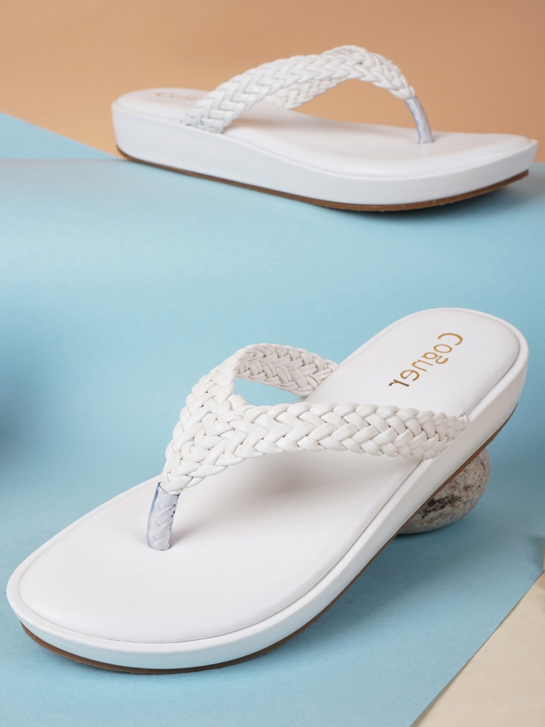 

Cogner Women White Wedge Sandals