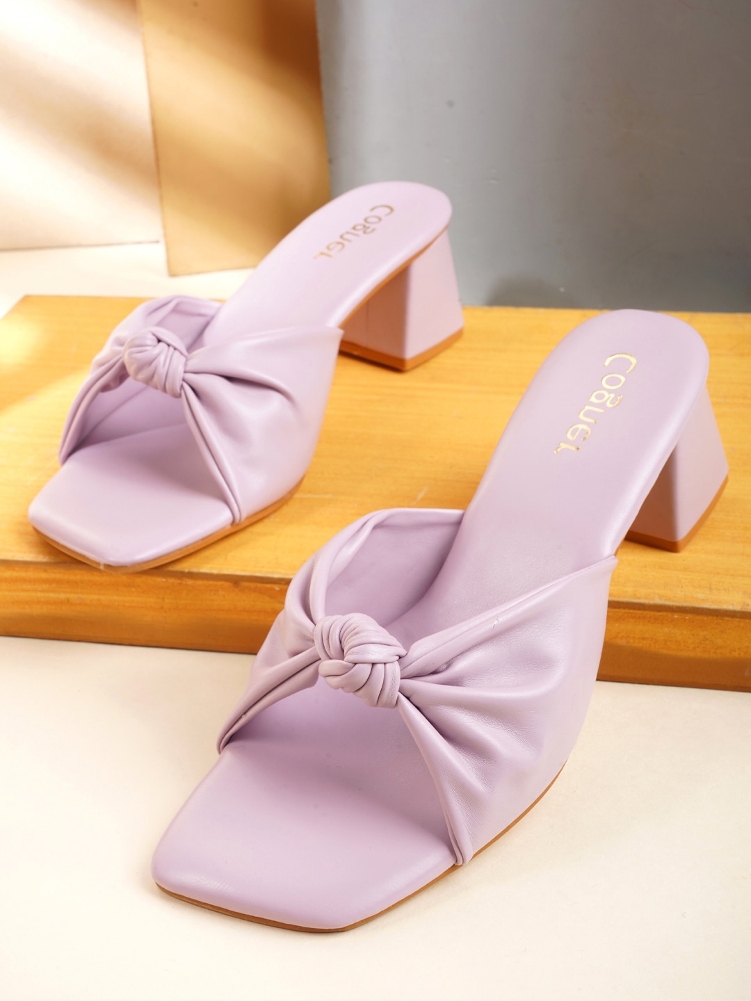 

Cogner Purple Block Mules with Bows