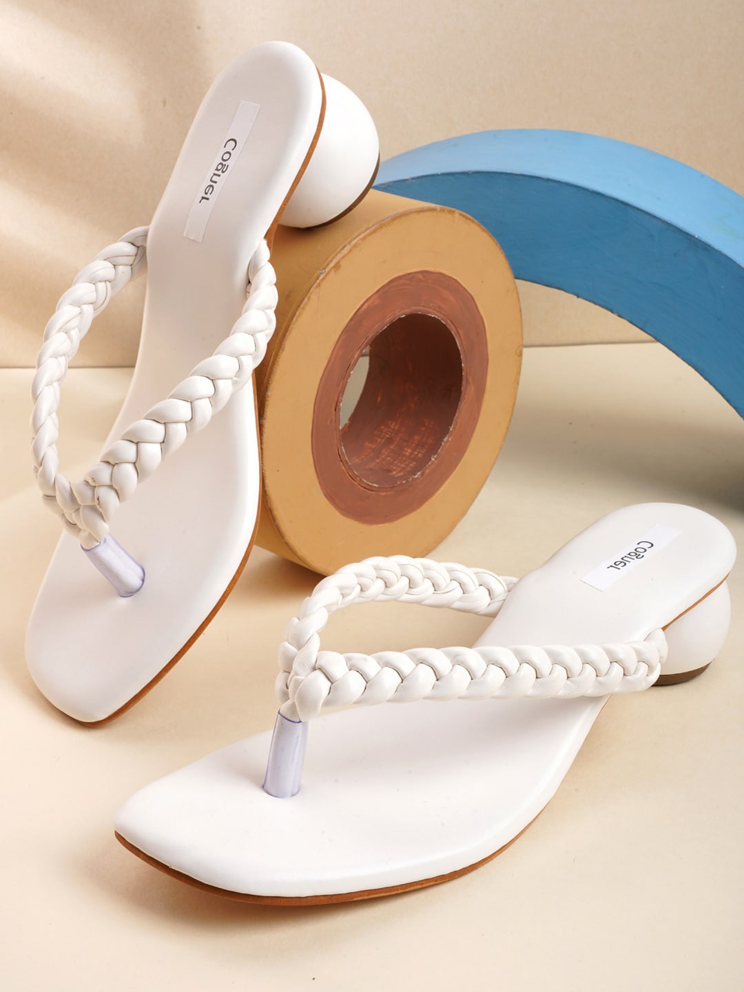 

Cogner Women White Block Heels