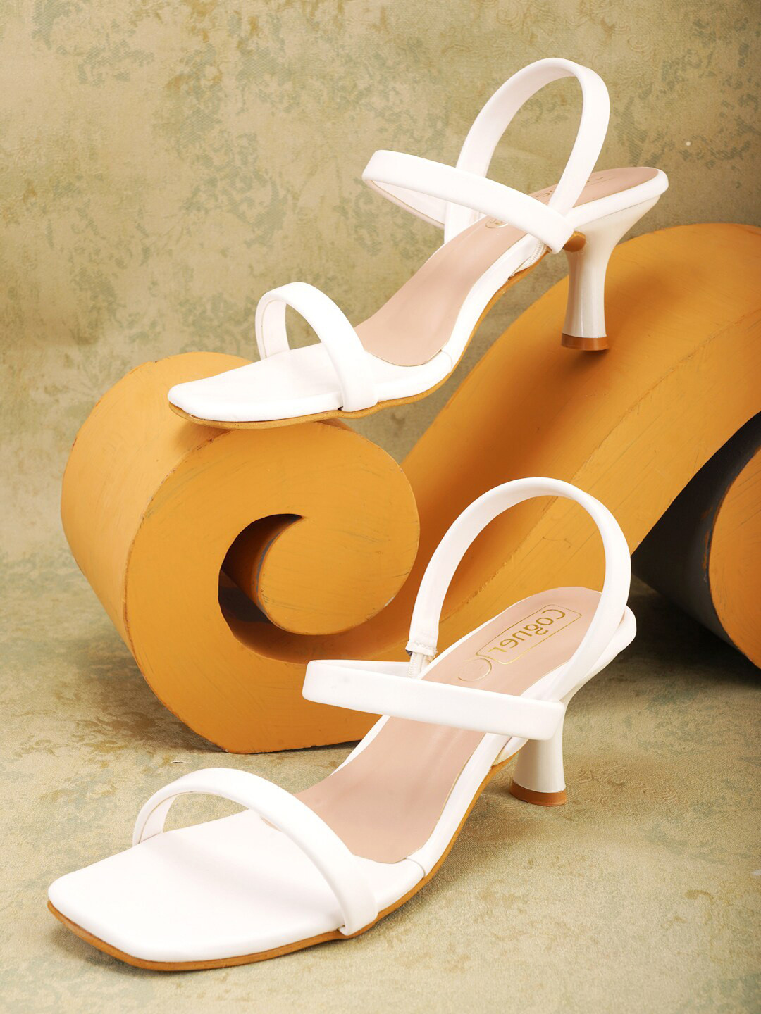 

Cogner Women White Kitten Sandals