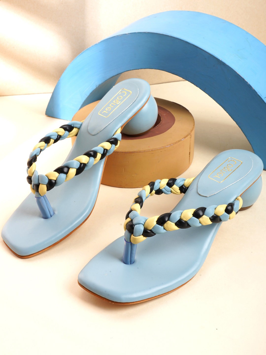 

Cogner Women Blue & Black Block Heels