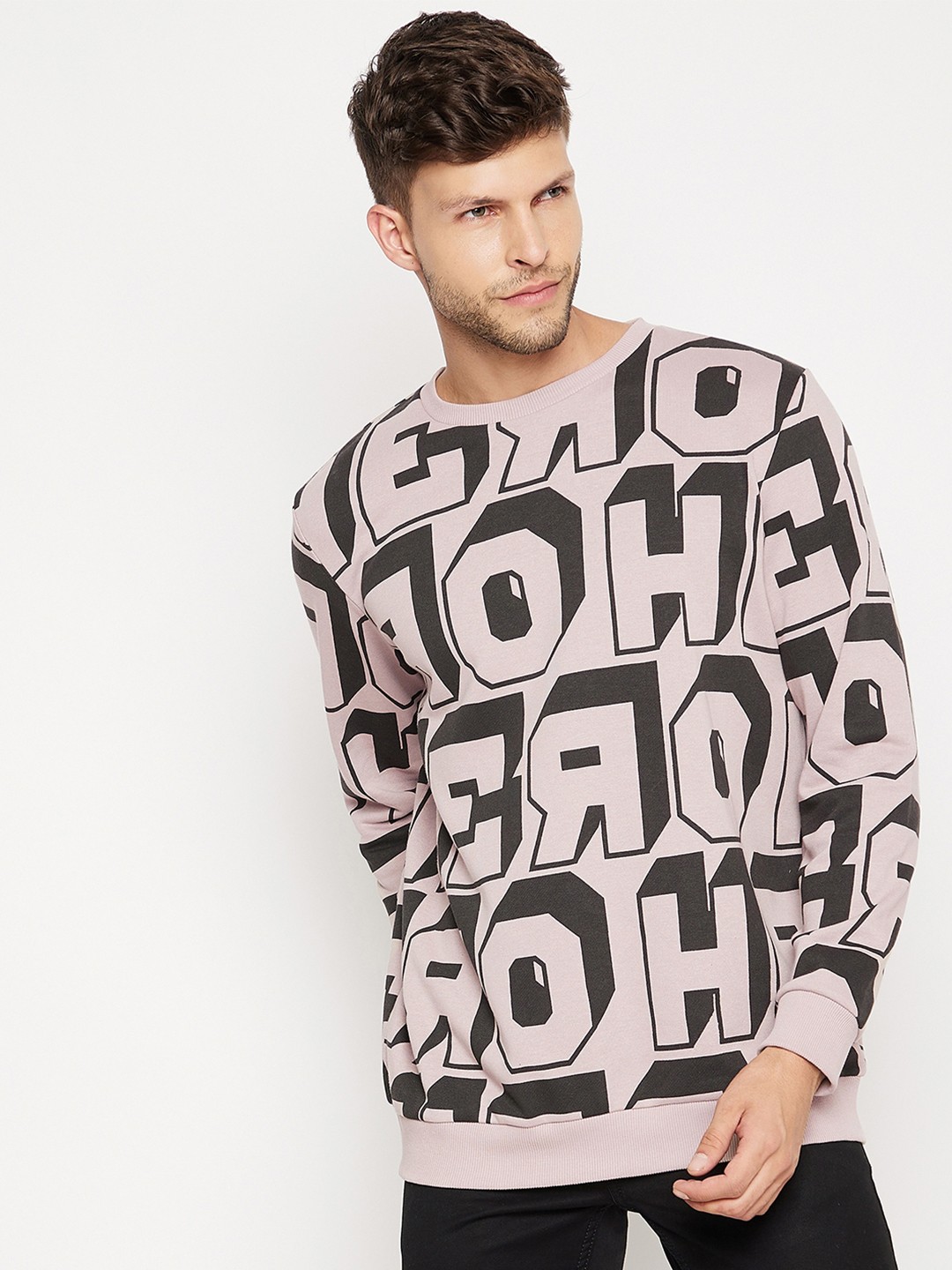 

EDRIO Men Grey Printed Sweatshirt