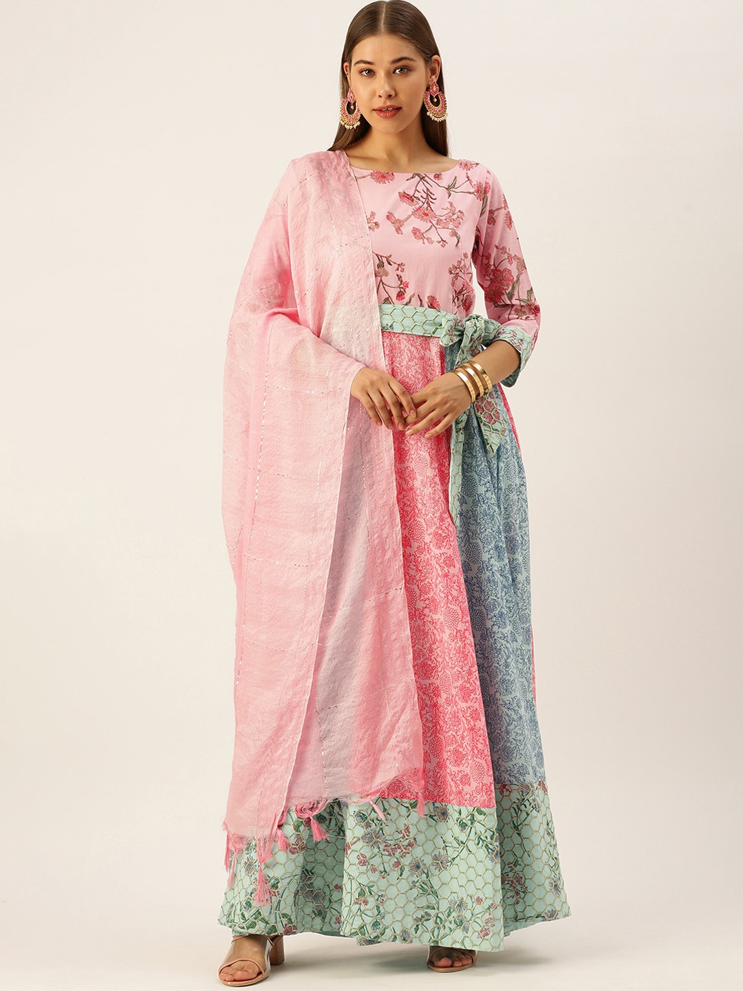 

HERE&NOW Women Pink Printed Anarkali Kurta With Dupatta