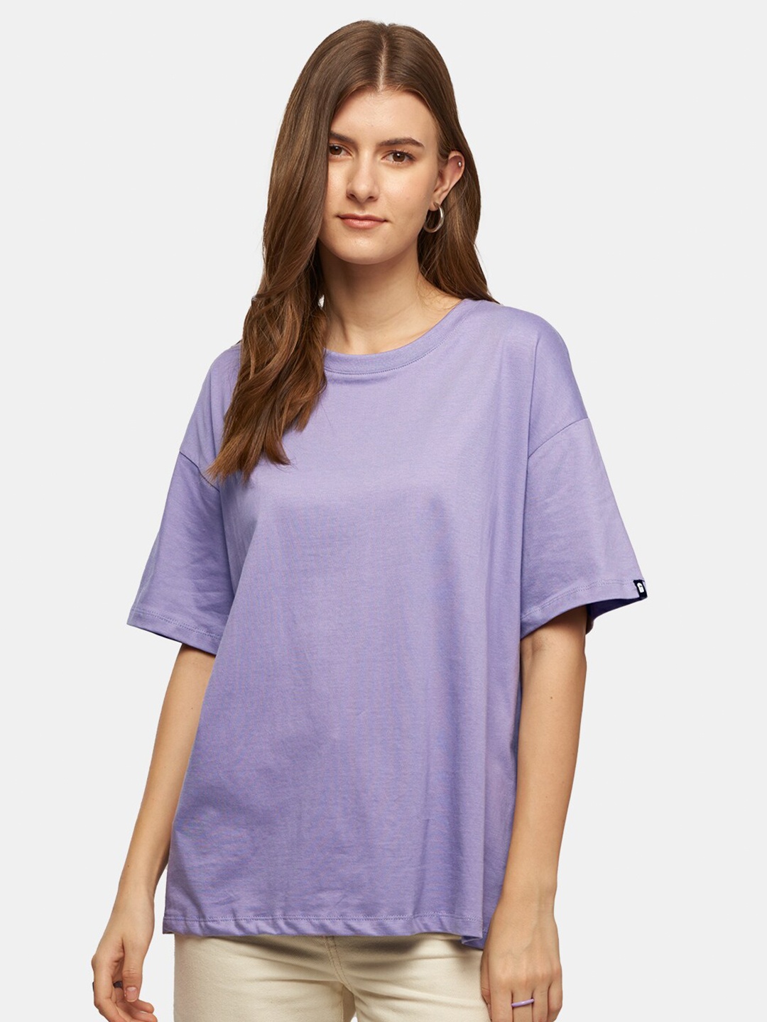 

The Souled Store Women Round Neck Oversized T-Shirt, Lavender
