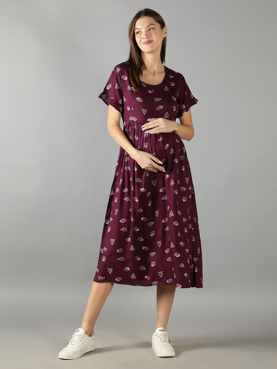 

NIGHTSPREE Maternity Women Purple Midi Dress