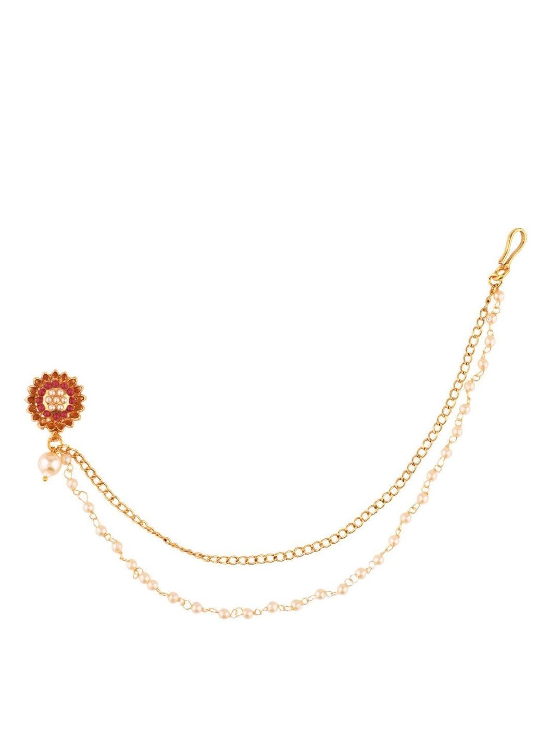 

Efulgenz Gold-Plated Red Crystals-Studded Clip-On Nosepin