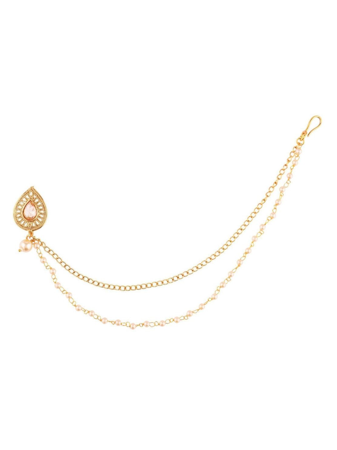 

Efulgenz Gold-Plated White Crystal Studded & Beaded Nosepin