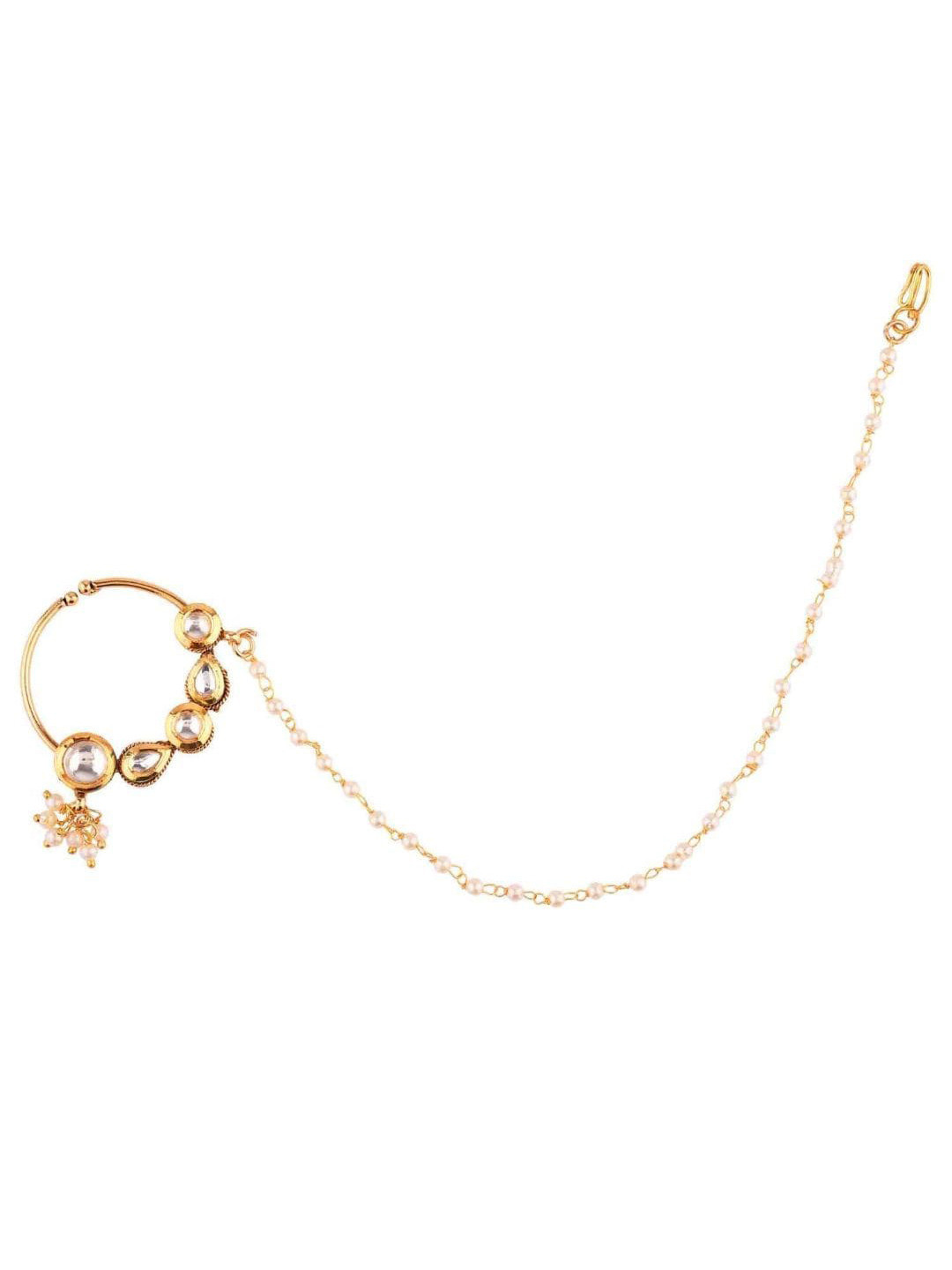 

Efulgenz Gold-Plated Gold-Colored Kundan Nosepin