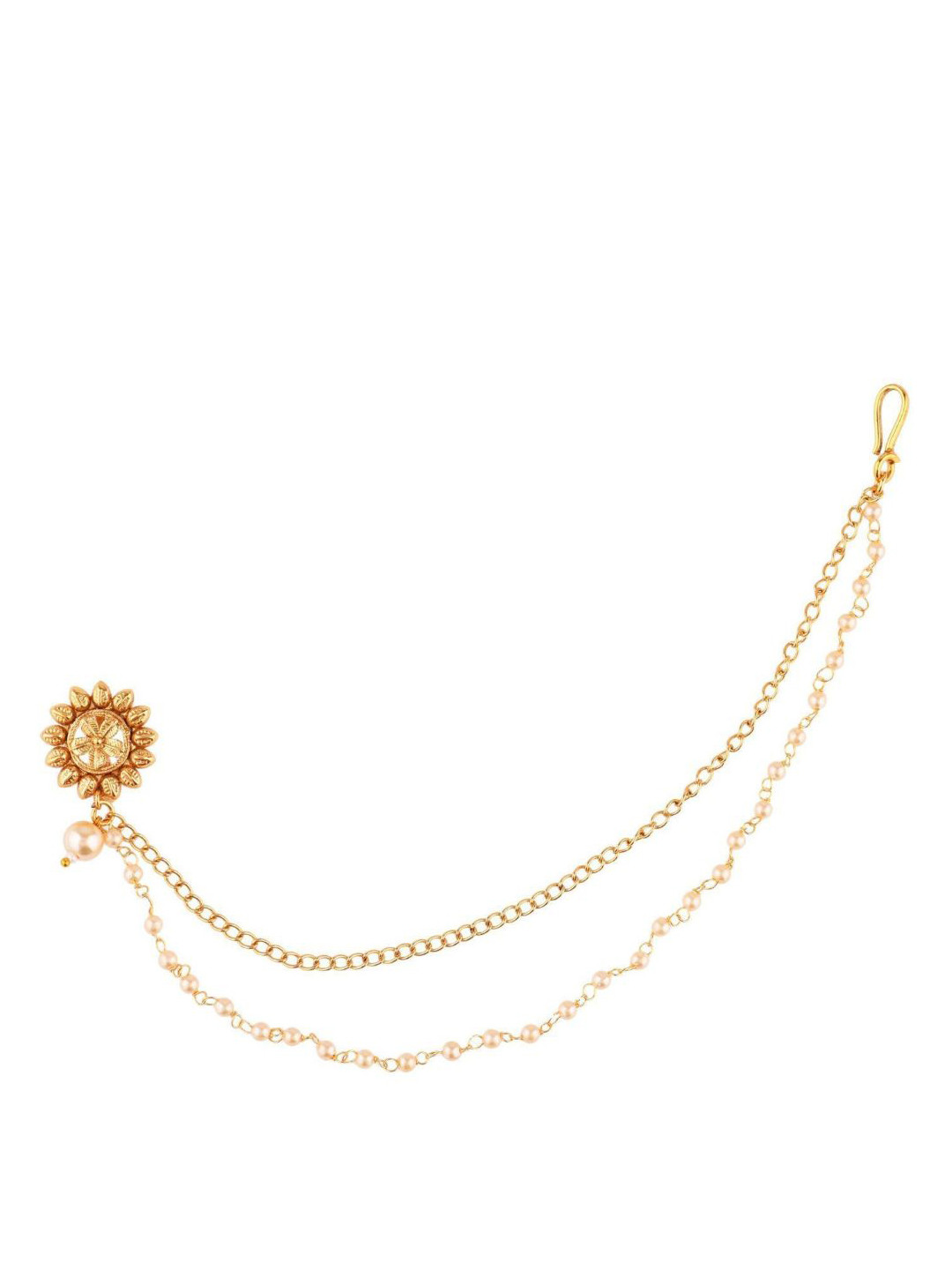 

Efulgenz Gold-Plated White Crystal-Studded Nopsepin